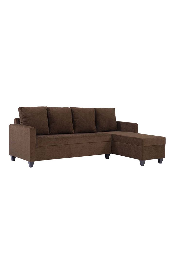 neudot Saya LHS Sectional Sofa for Living Room |6 Person Sofa| Premium Fabric with Cushioned Armrest | 12 Months Warranty| Solid Wood Frame| 6 Seater in Saya Brown Color DIY(Do-It-Yourself)