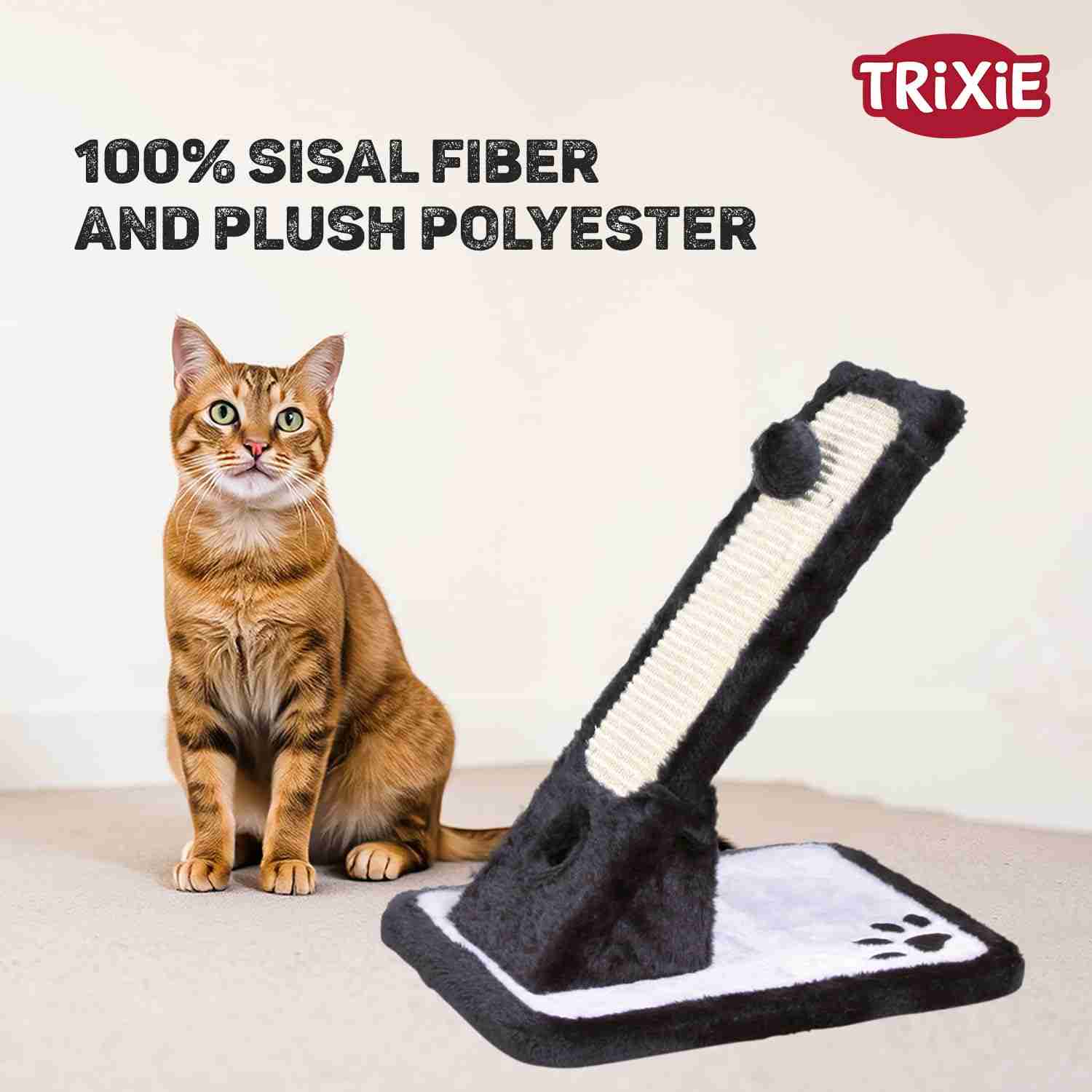 Trixie Scratching Mat Plush/Sisal Rug for Cats (42 cm, Black/Cream)