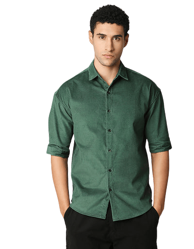 Hemsters | Hemsters Men Solid Casual Green Shirt 0