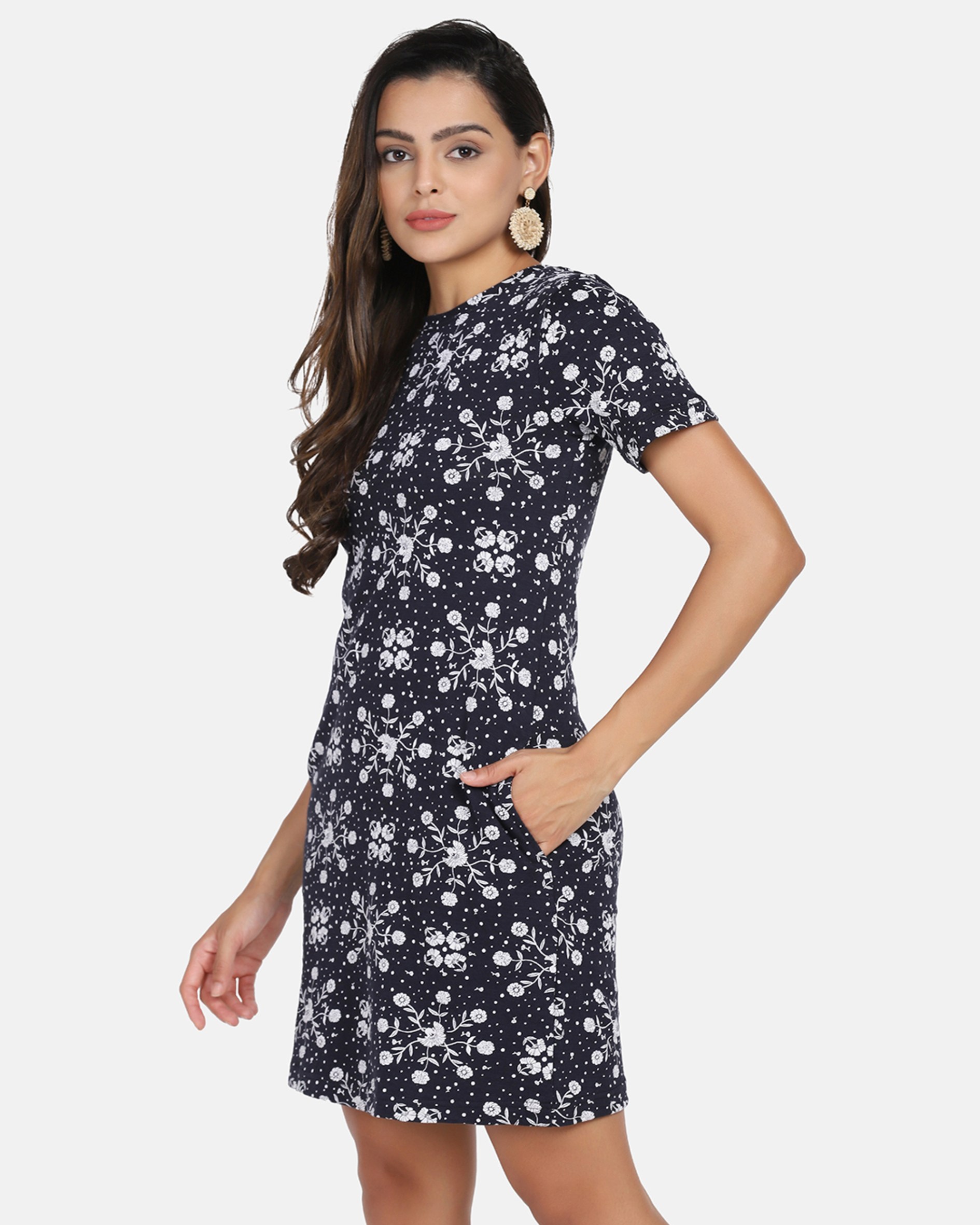 Black & White Printed Short Dress
