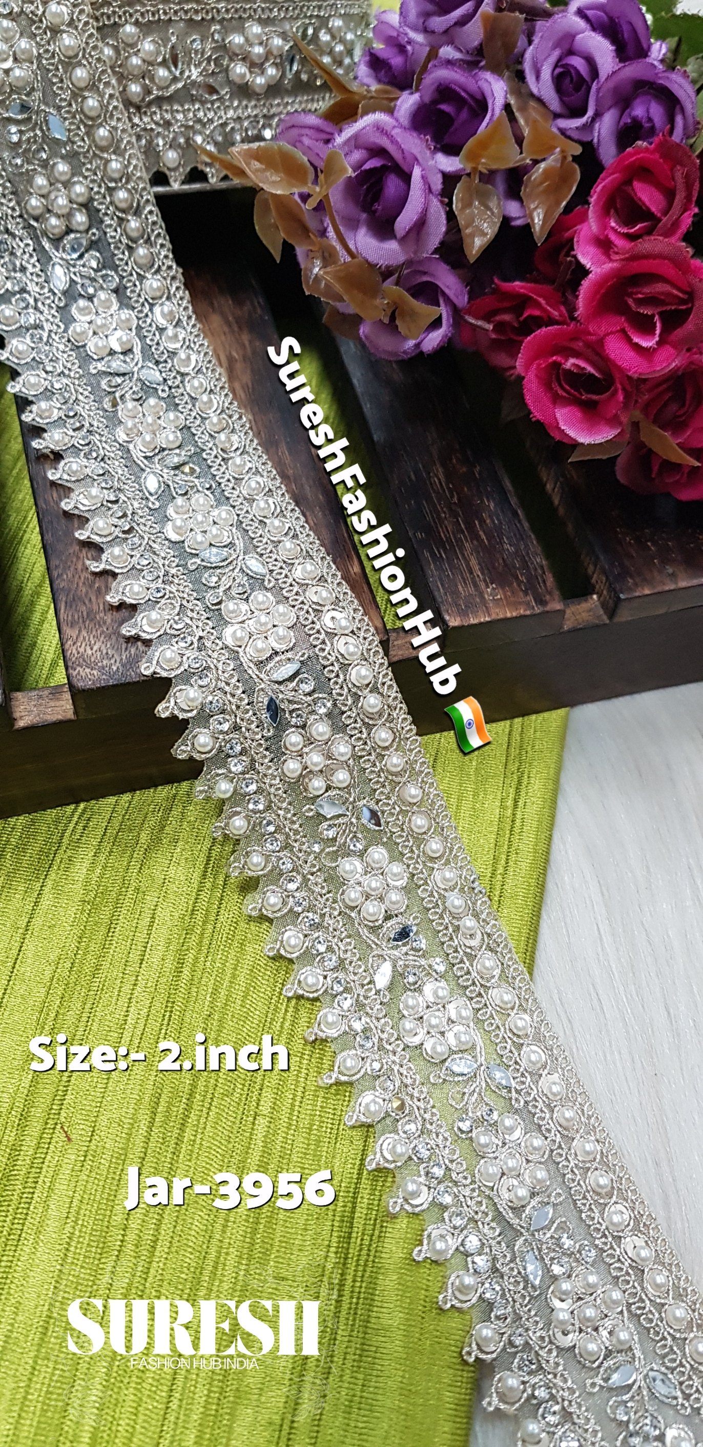 Jar-3956 -Pearl Floral Cutwork Mirror Lace