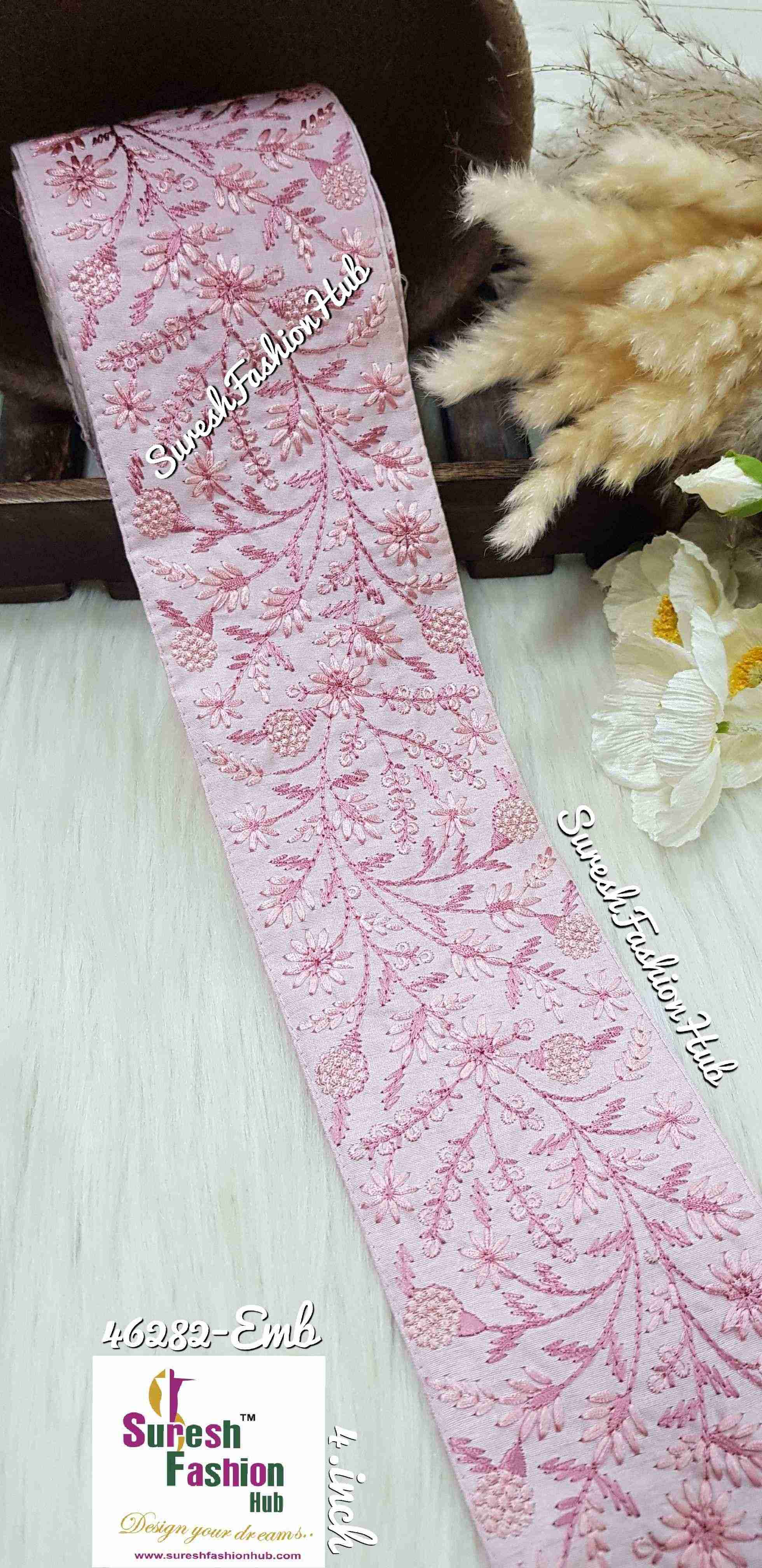 Dainty Flowers Baby Pink Threaded Ribbons