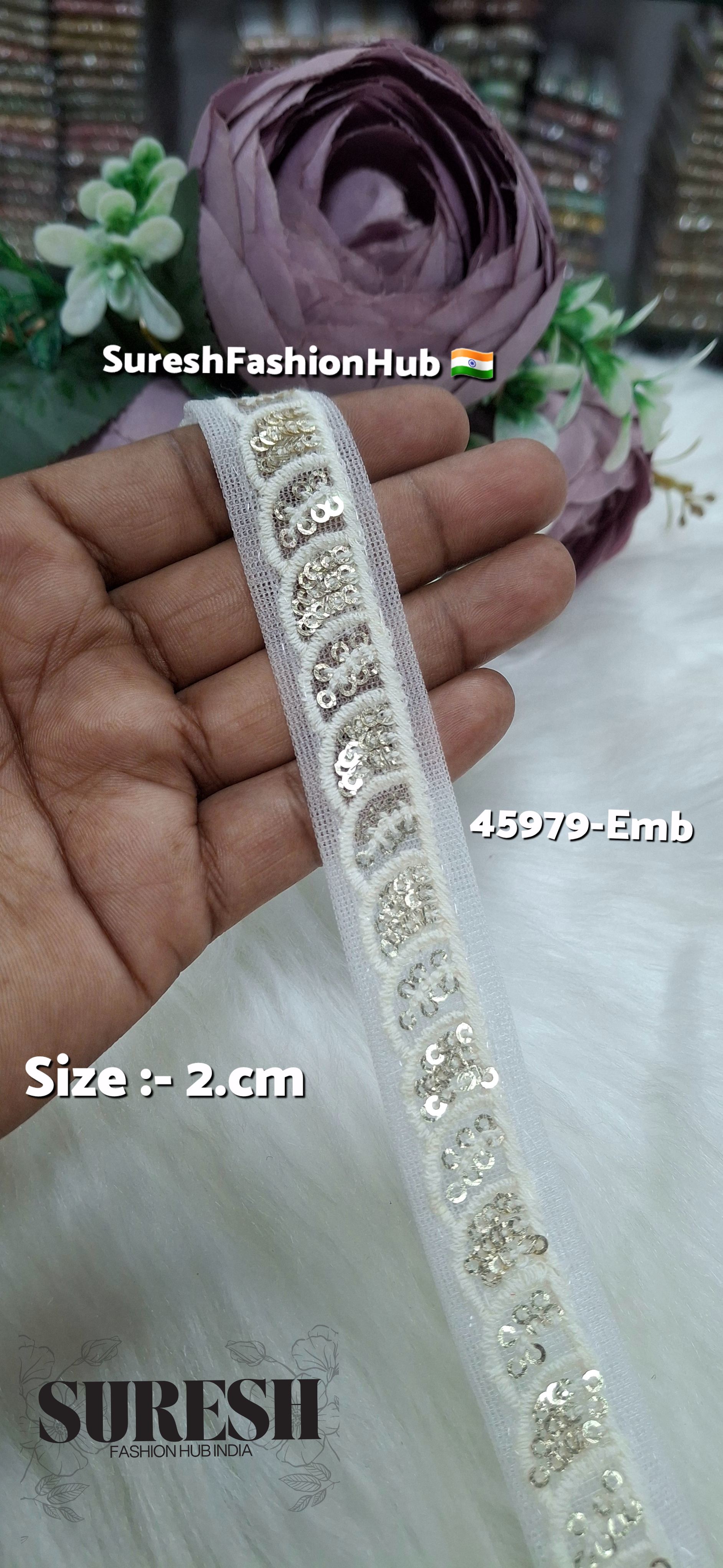 Off White Tone-on-Tone Net Embroidery Lace
