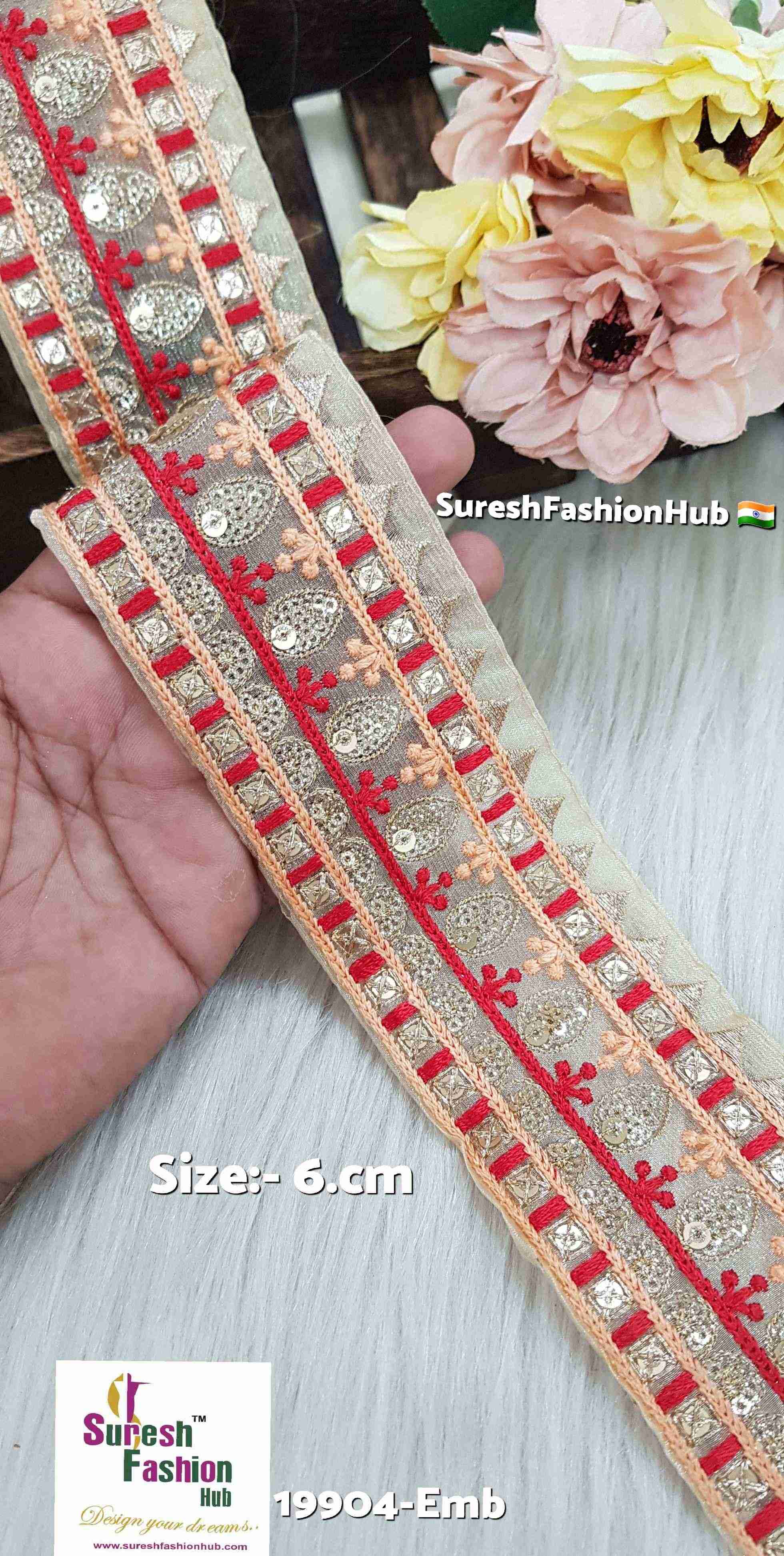 Peach-Red Multi-Layered Organza Lace