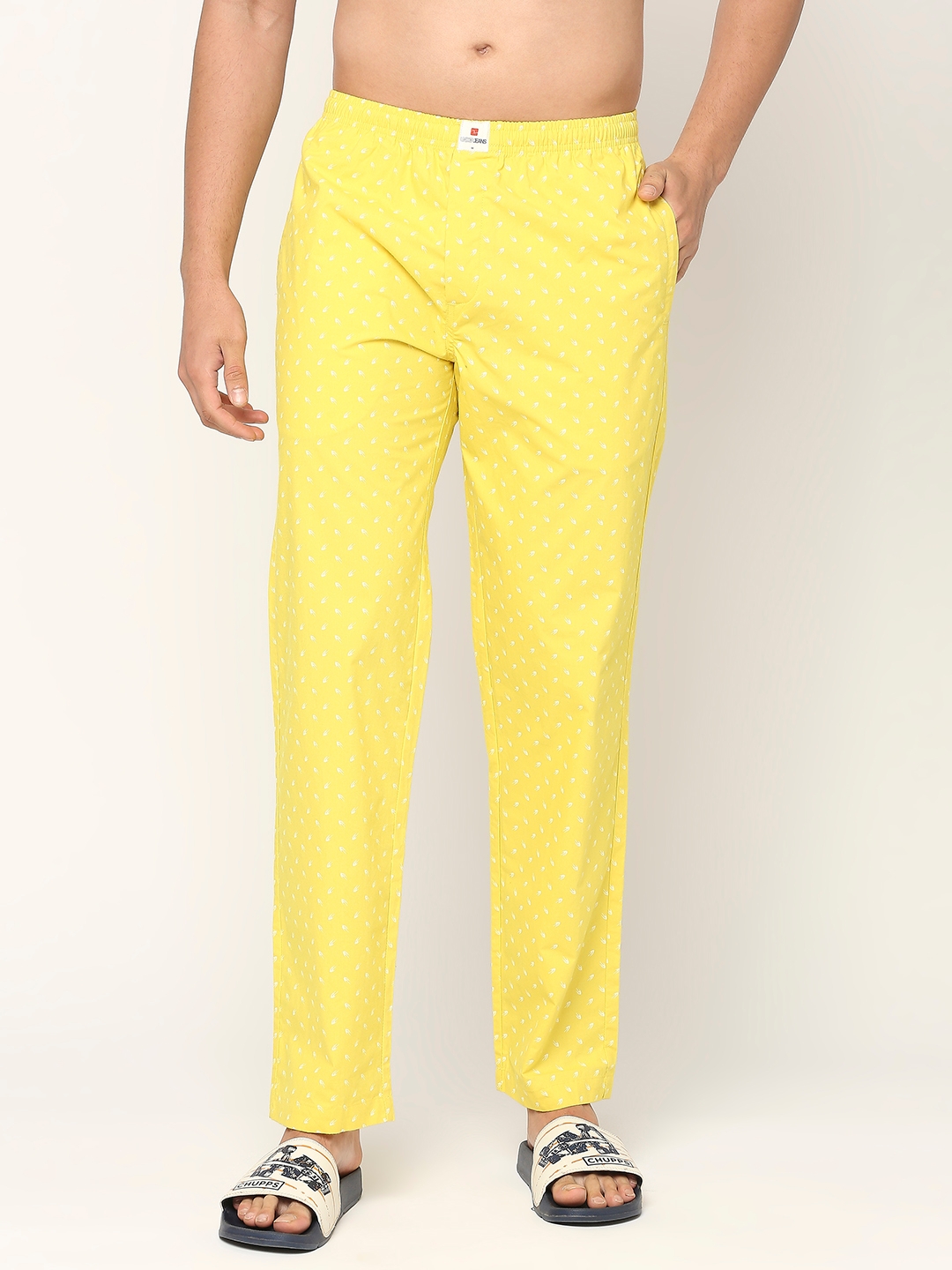 spykar | Underjeans by Spykar Premium Cotton Printed Men Yellow Pyjama 0
