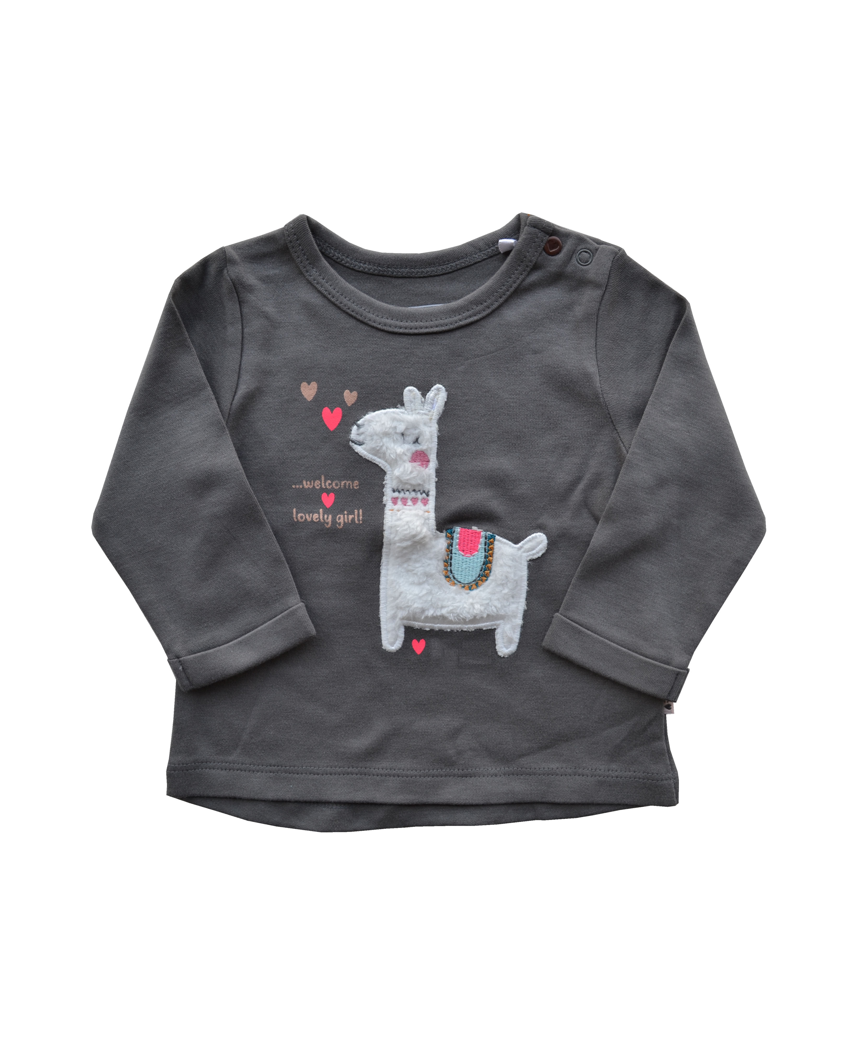 Babeez | Grey T-shirt with Camel Embroidery (100% Cotton Interlock Biowash) undefined