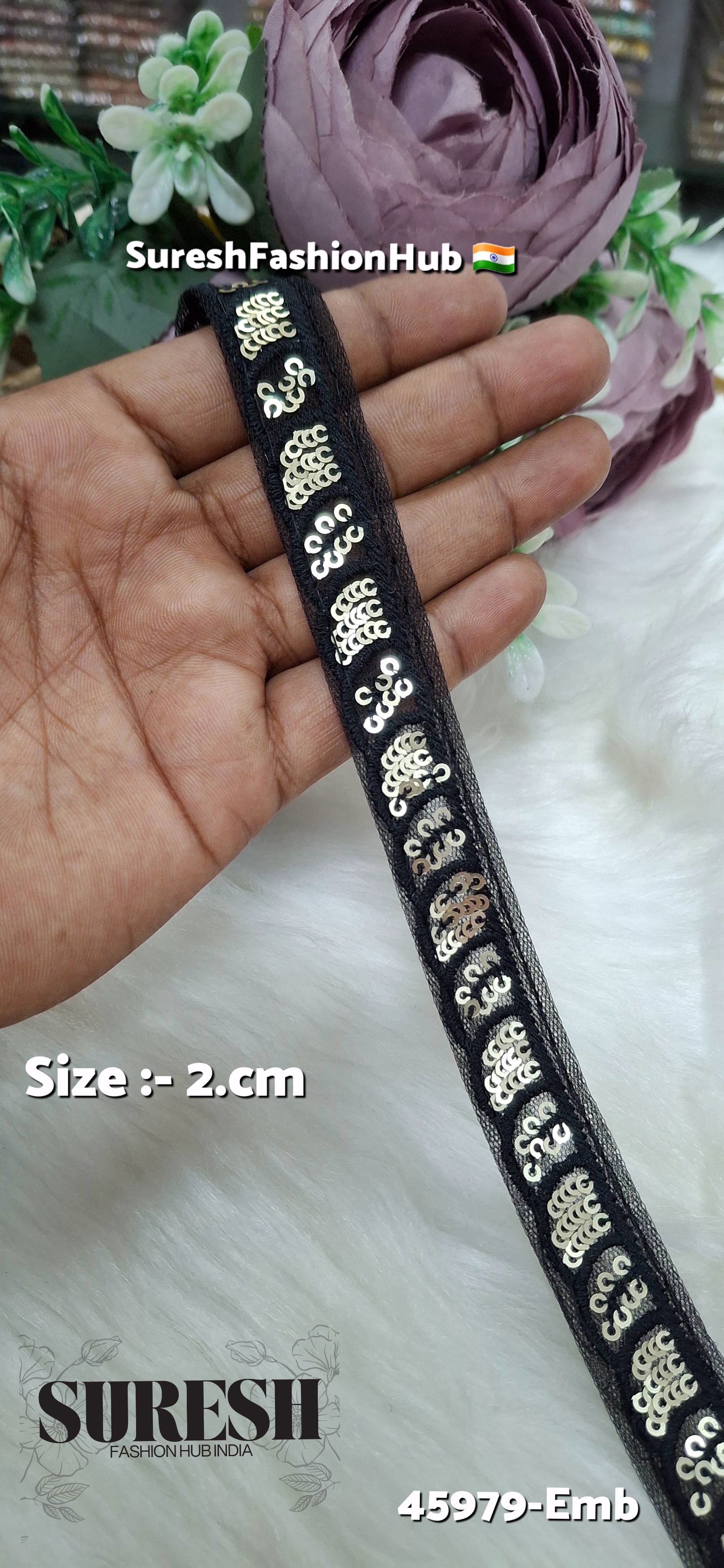 Black Tone-on-Tone Net Embroidery Lace