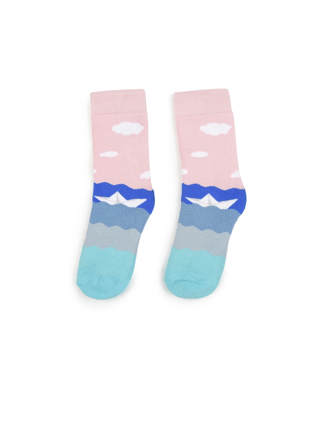 Soxytoes | Soxytoes Paperboat Cotton Crew Length Pink Kids Socks-Age (4-8 Years) 1