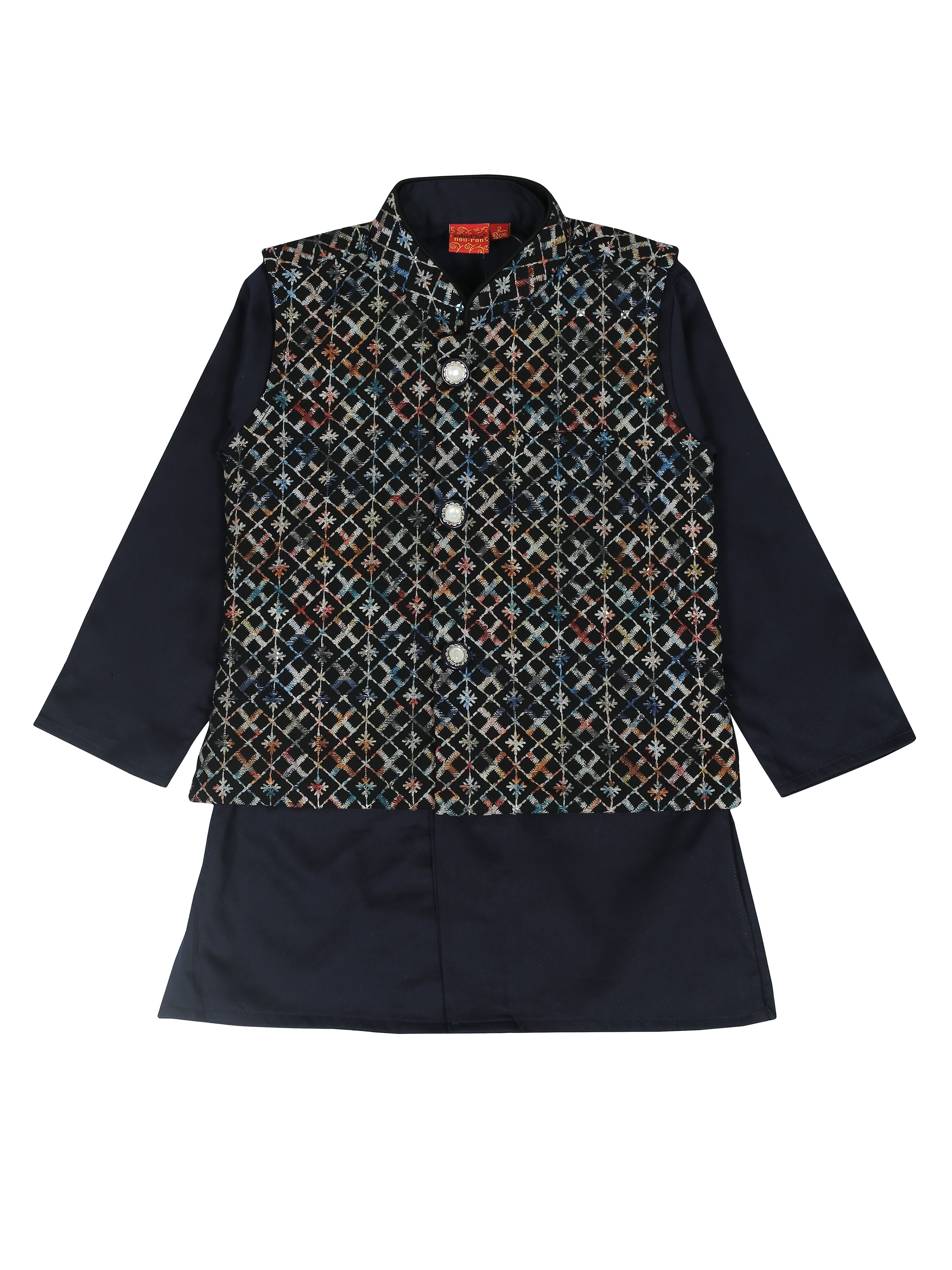 Albion Kids Boys Navy Blue Kurta Pyjama