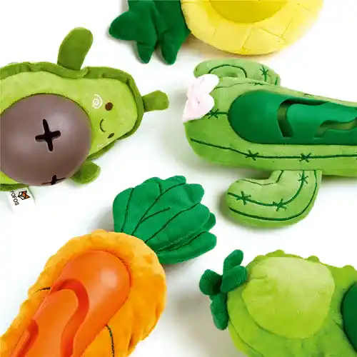Barkbutler Fofos Cute Plush Treat Toy for Dogs, Green Bean