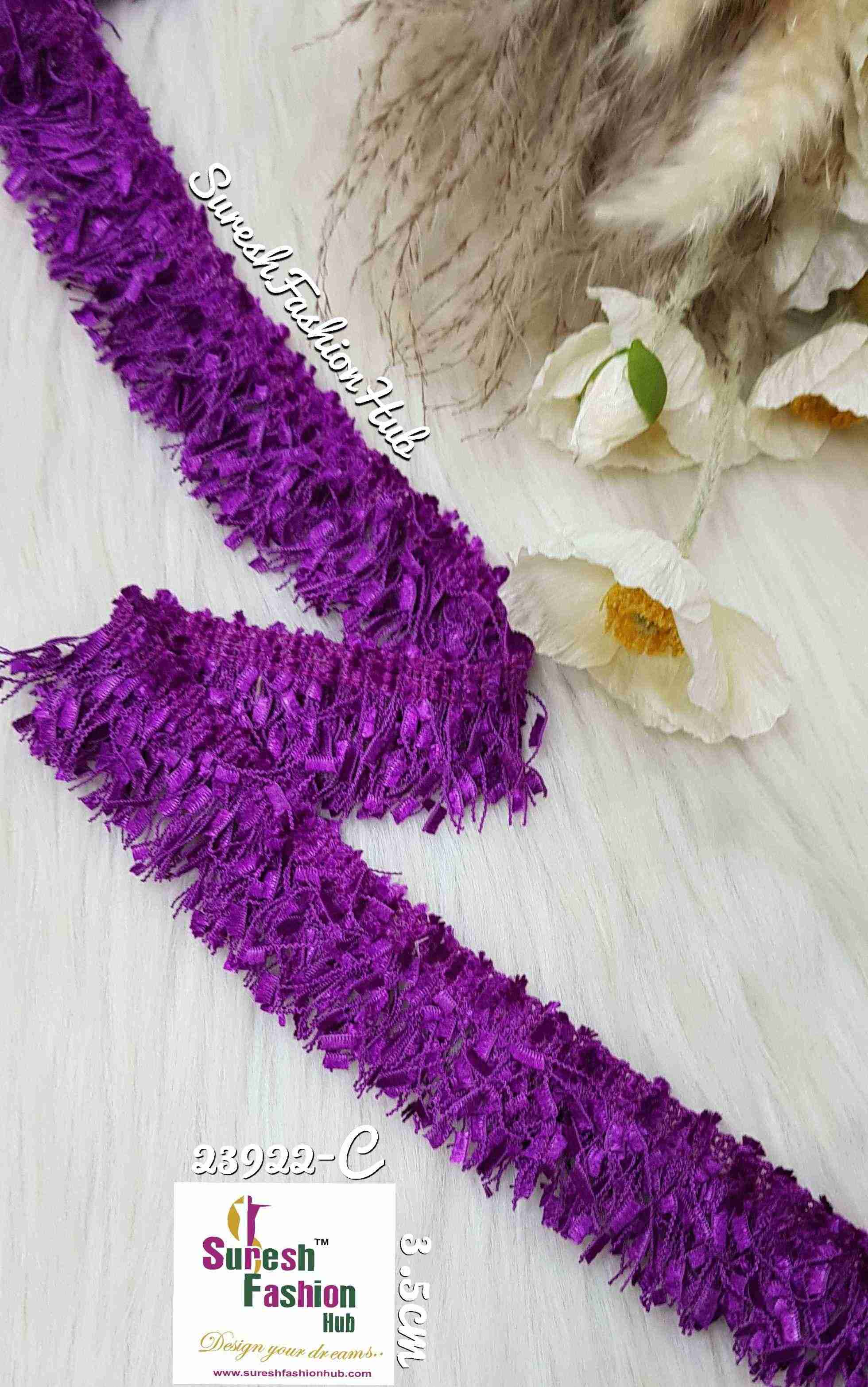 Furry Fringes Dark Purple Trim