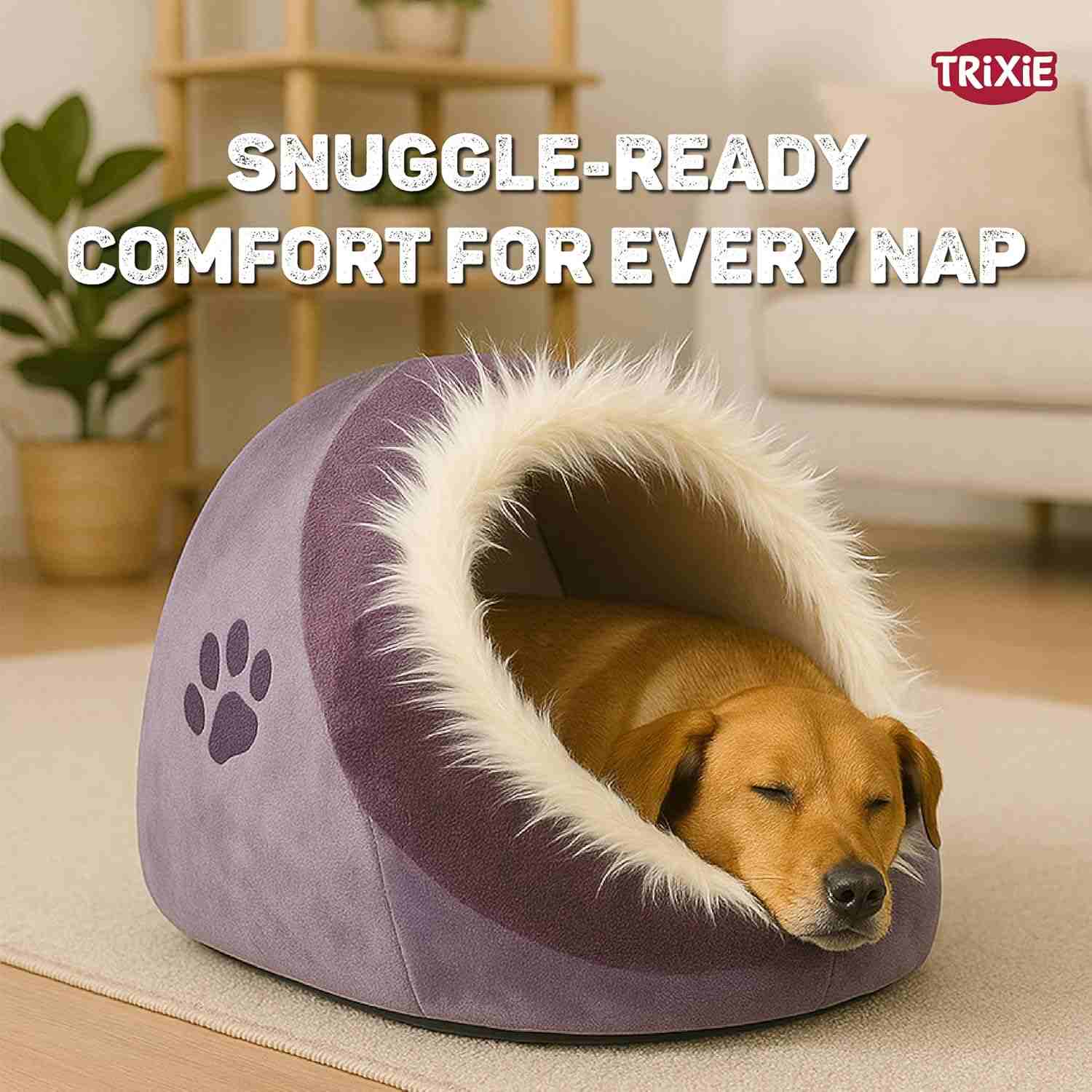 Trixie Minou Cuddly Cat Cave Bed Purple/Violet, 35×26×41cm