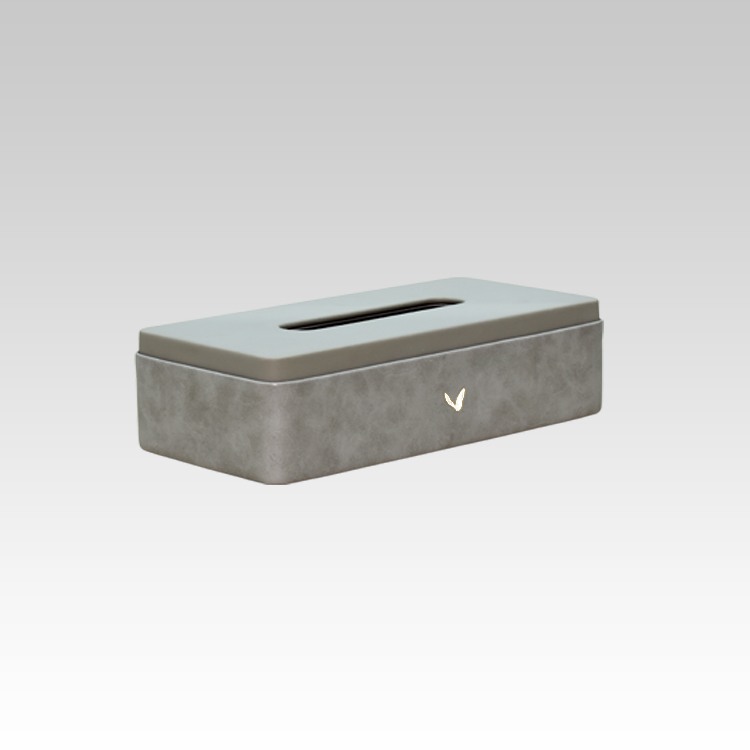Tissue Box Holder for Home and Office in Premium Faux Leather | Size: 9.5 x 4.5 x 2.5(H) Inches | Moderno | Grey