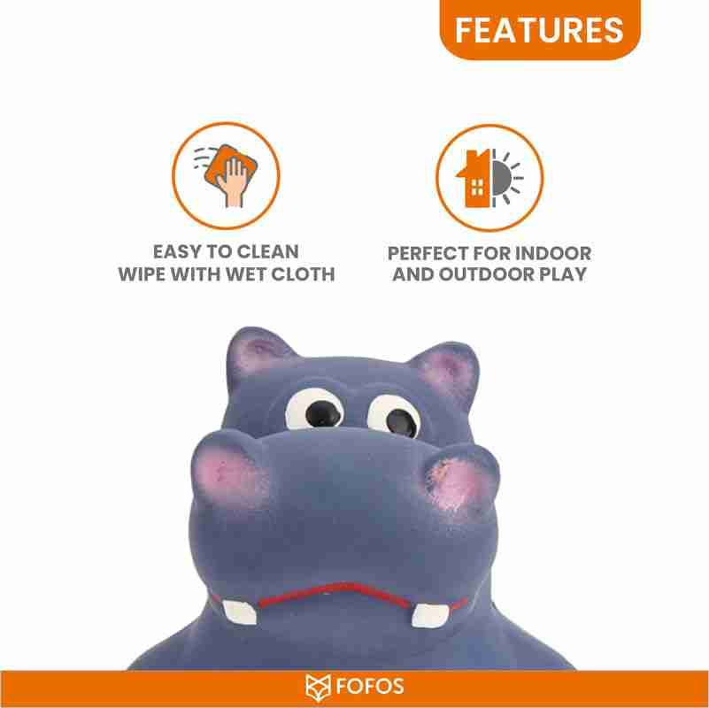 Barkbutler Fofos Latex Hippo Squeaky Toy for Dogs