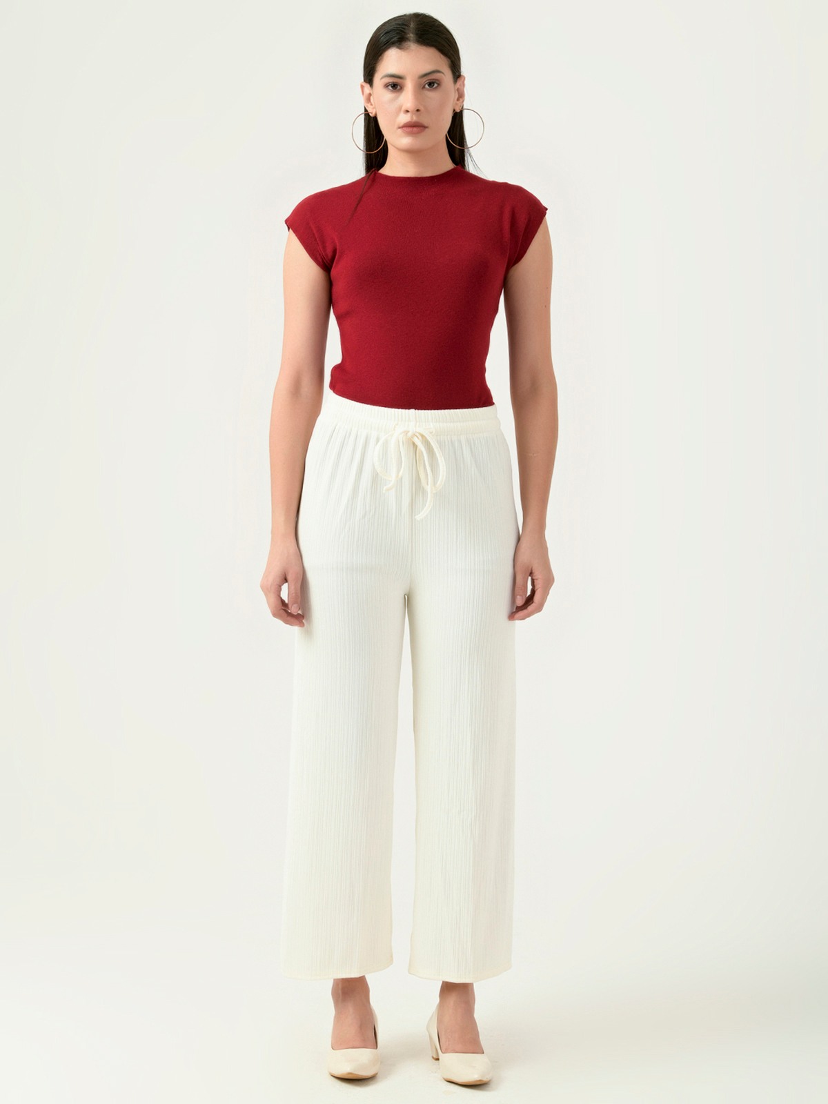 Albion Women Smart Premium Cream Trousers
