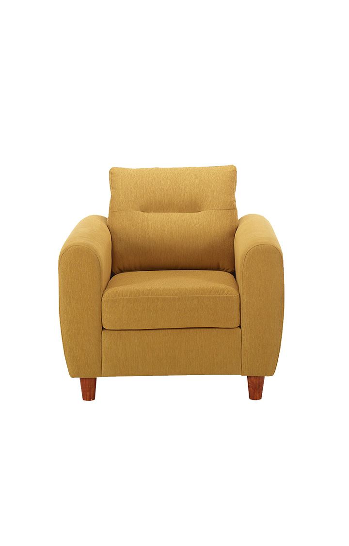 neudot Scott Sofa for Living Room |1 Person Sofa|Premium Fabric with Cushioned Armrest | Solid Wood Frame|1 Seater in Husky Yellow Color