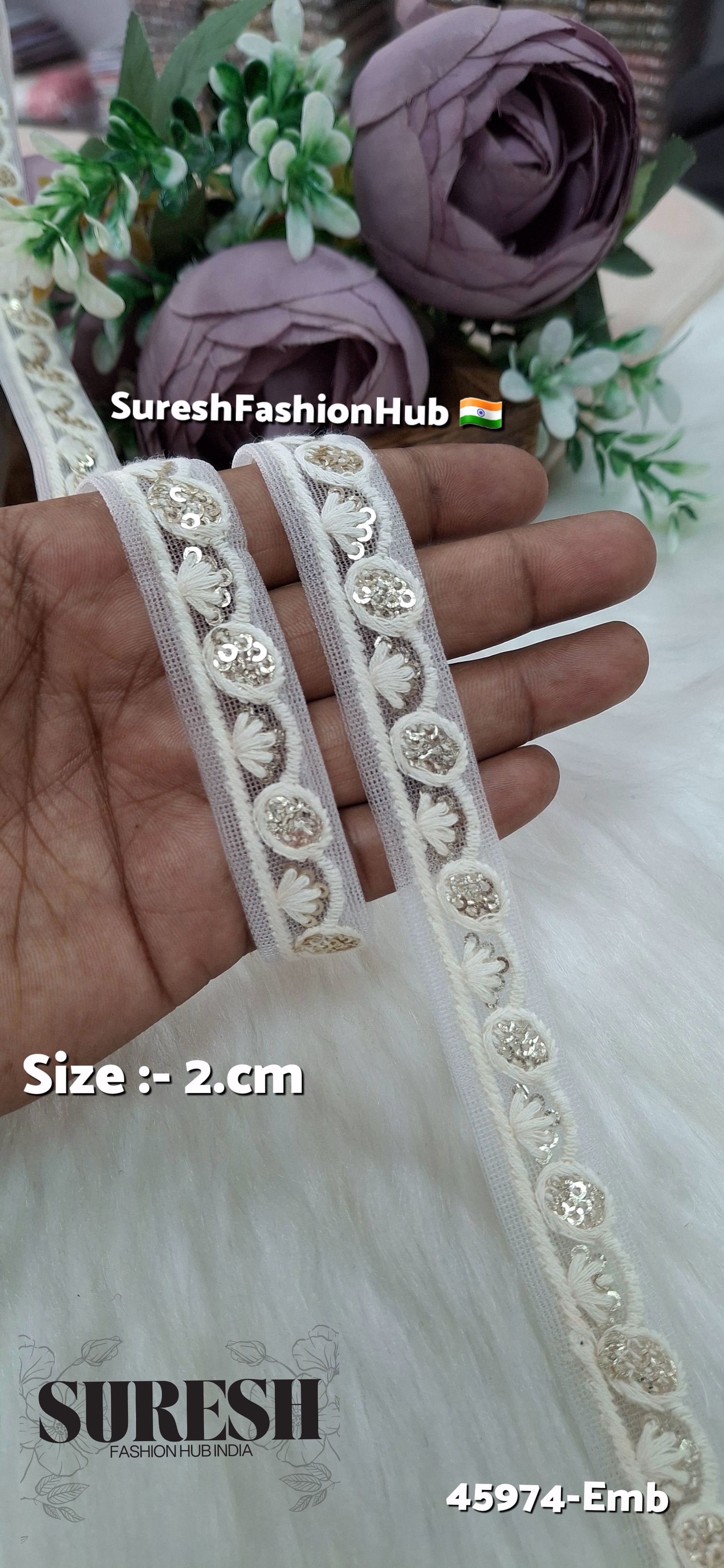 Off White Tone-on-Tone Embroidery Lace