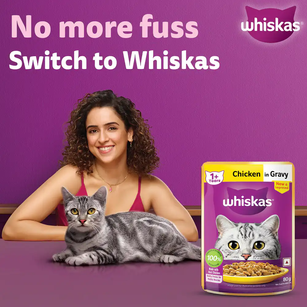 Whiskas Adult Chicken In Gravy Cat Wet Food, 85g