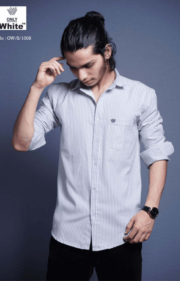 Only White Men's Lining Formal Shirts Lite