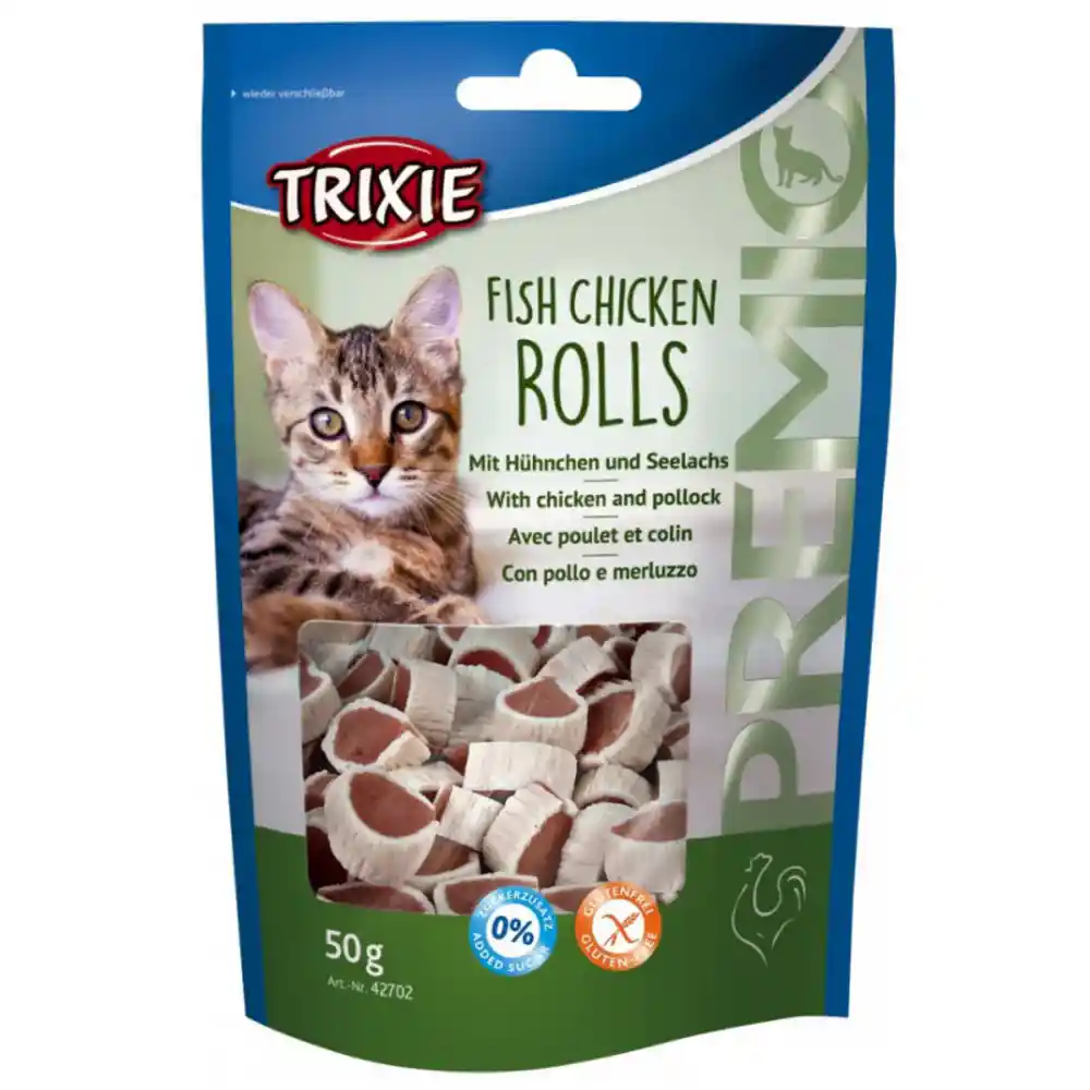 Trixie Premio Fish and Chicken Rolls Cat Treats, 50g