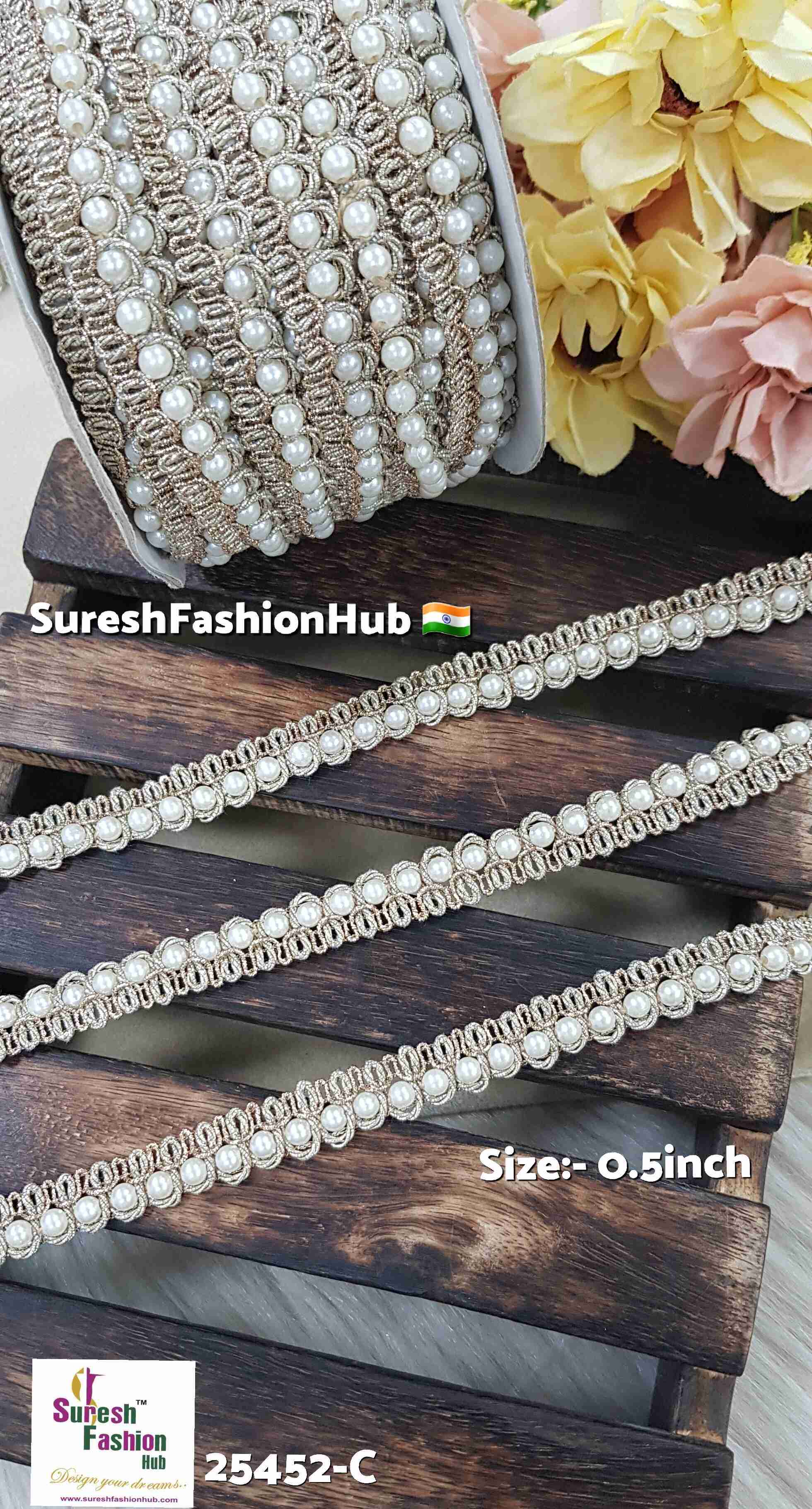 Pearl Scalloped Stitch Jhalar Lace
