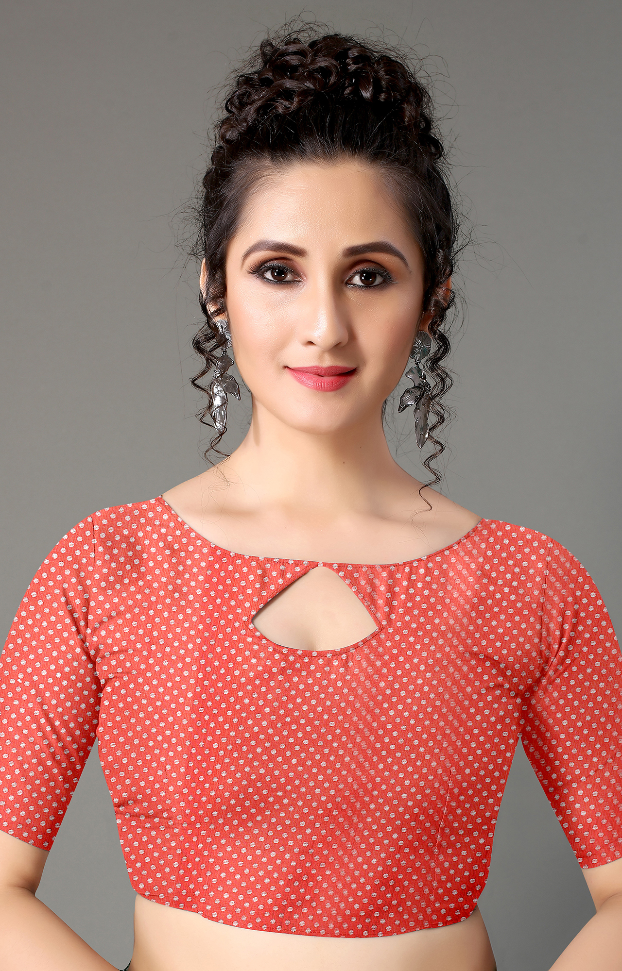 Women Peach Batick Block Print Casual Wear Saree-HAL21CTN00036PEACH