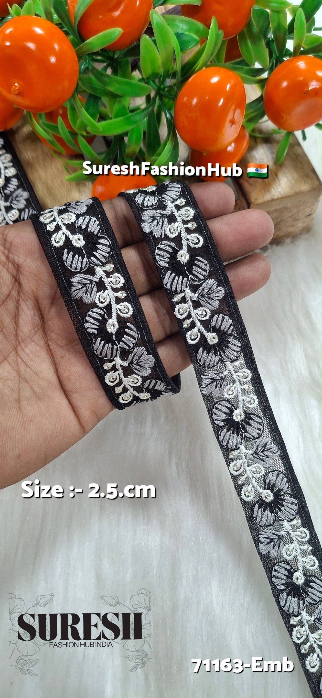 Floral Thread Embroidery Lace – Black | 71163-Emb
