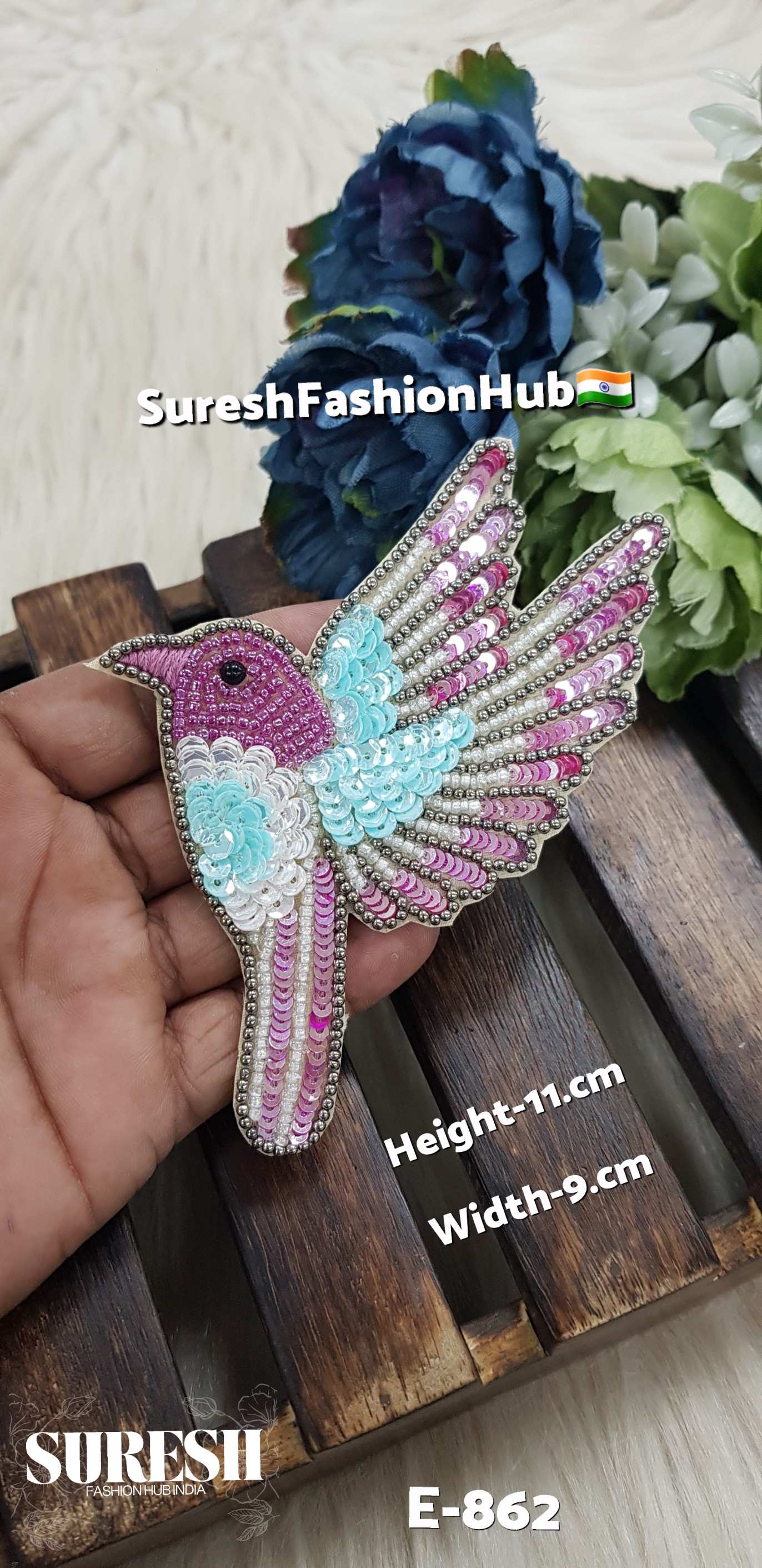 Left Side Facing Magenta + Sea Green Dove Patch
