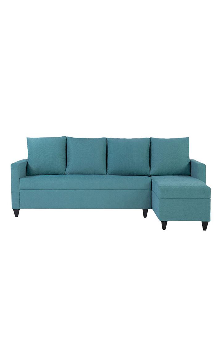 neudot Saya LHS Sectional Sofa for Living Room |6 Person Sofa| Premium Fabric with Cushioned Armrest | 12 Months Warranty| Solid Wood Frame| 6 Seater in Saya Teal Color DIY(Do-It-Yourself)