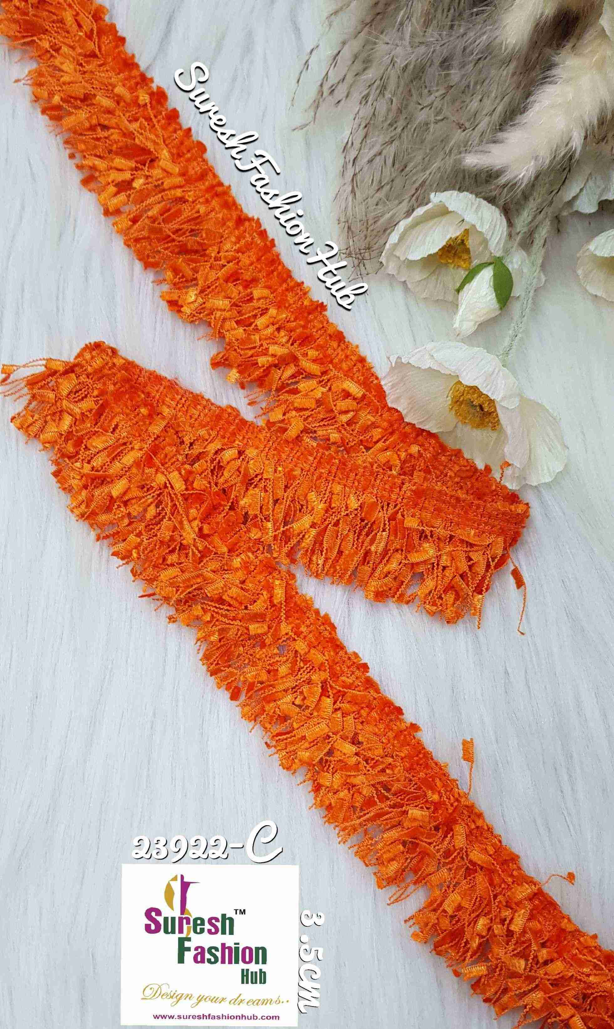 Furry Fringes Bright Orange  Trim