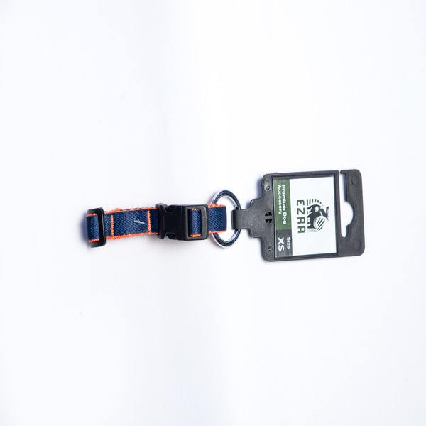 Ezra Premium Adjustable Dog Collar - Navy/Orange