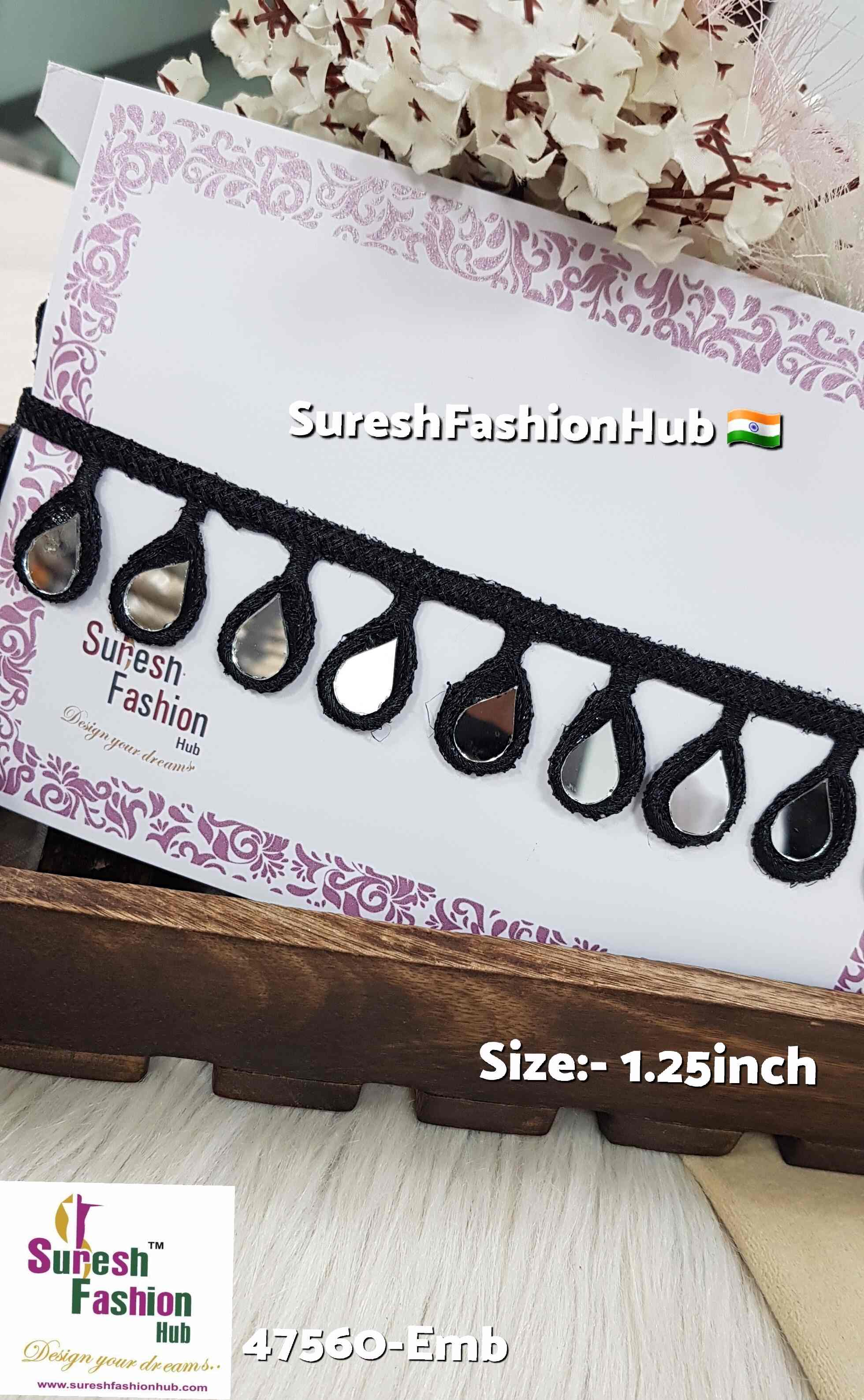 Black Drop Mirror Cutwork Lace