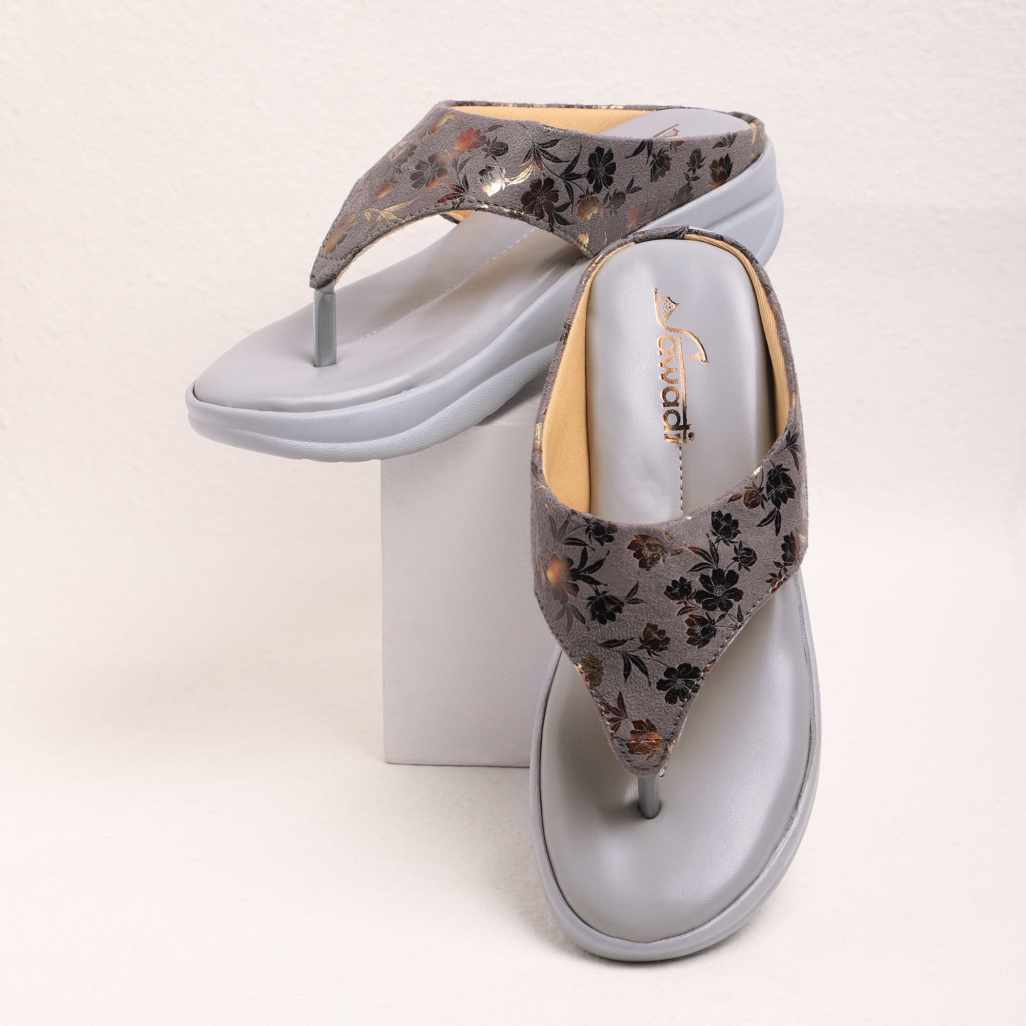 SAWADI | Women Grey Wedges Sandal ladis comfrt office deliy use undefined