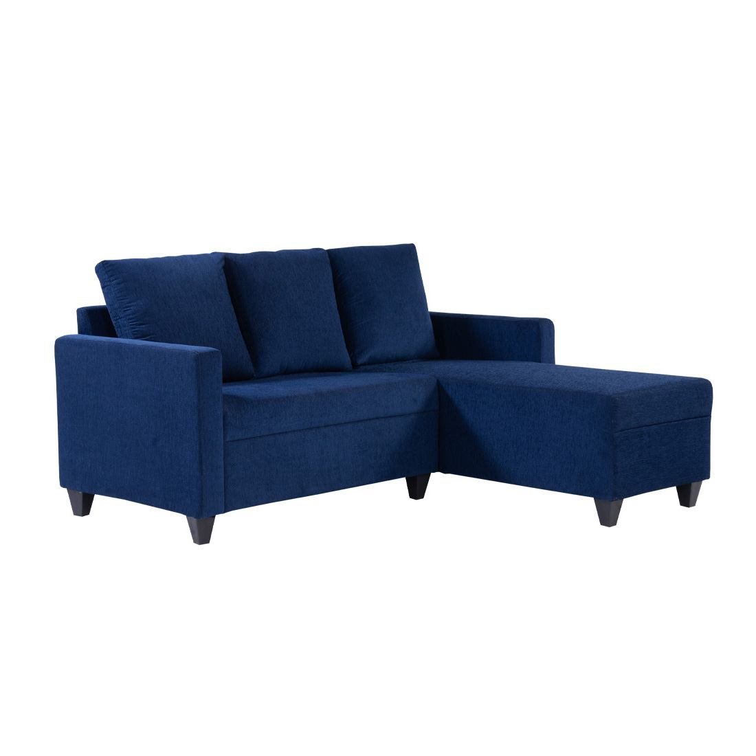 neudot Saya LHS Sectional Sofa for Living Room |4 Person Sofa| Premium Fabric with Cushioned Armrest | 12 Months Warranty| Solid Wood Frame| 4 Seater in Saya Blue Color DIY(Do-It-Yourself)