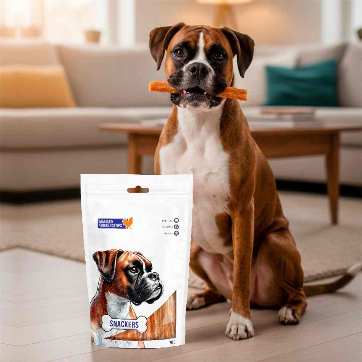 Snackers Marbled Chicken Strips Dog Treats, 70 g