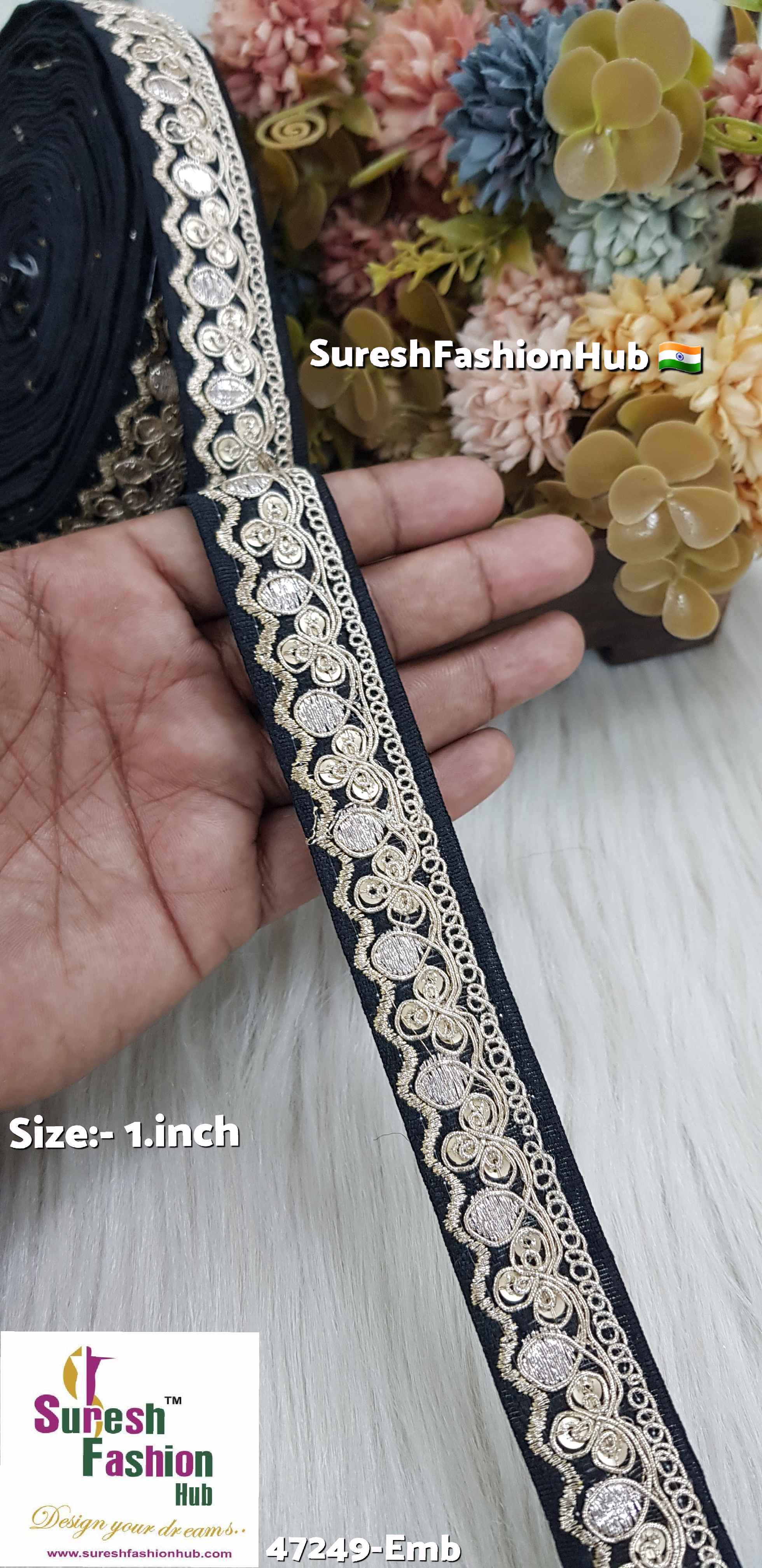 Black Floral Pearl Embroidery Lace