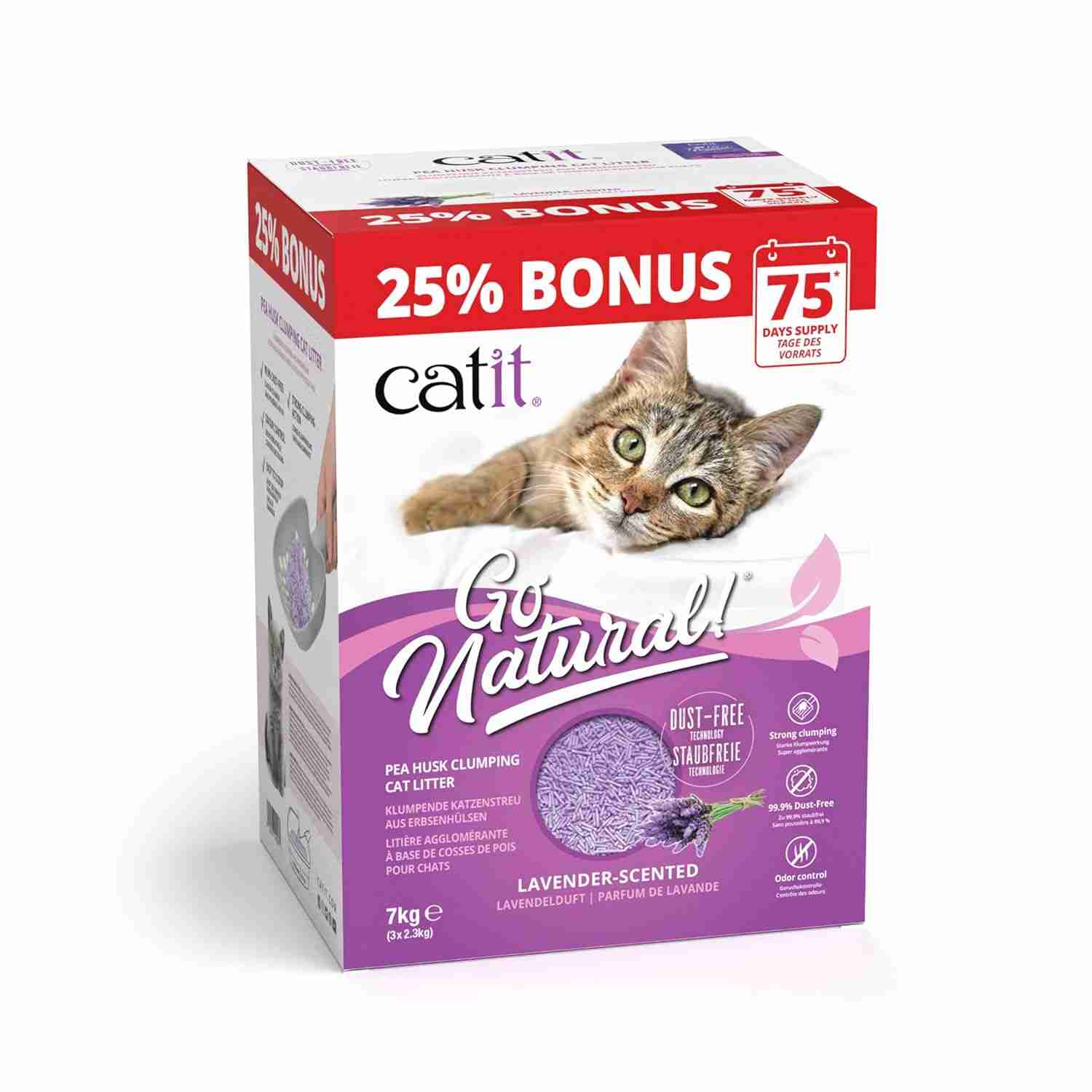Catit Natural Pea Husk Cat Litter Lavender Scent, 7 kg