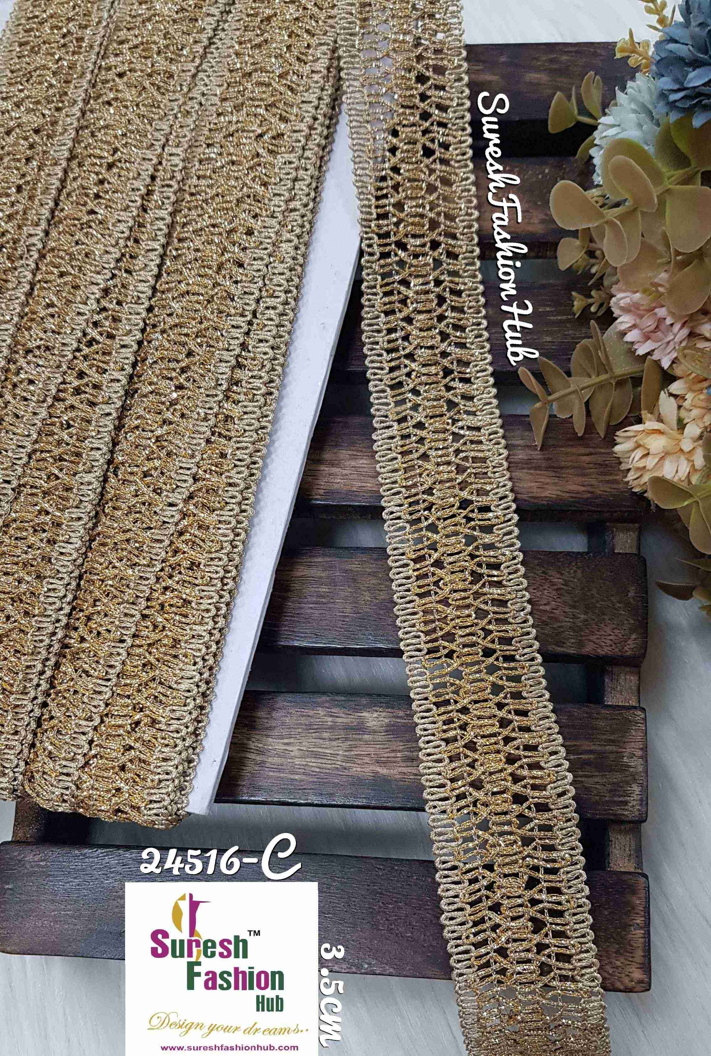 Antique Golden Dream scape Zari Laces