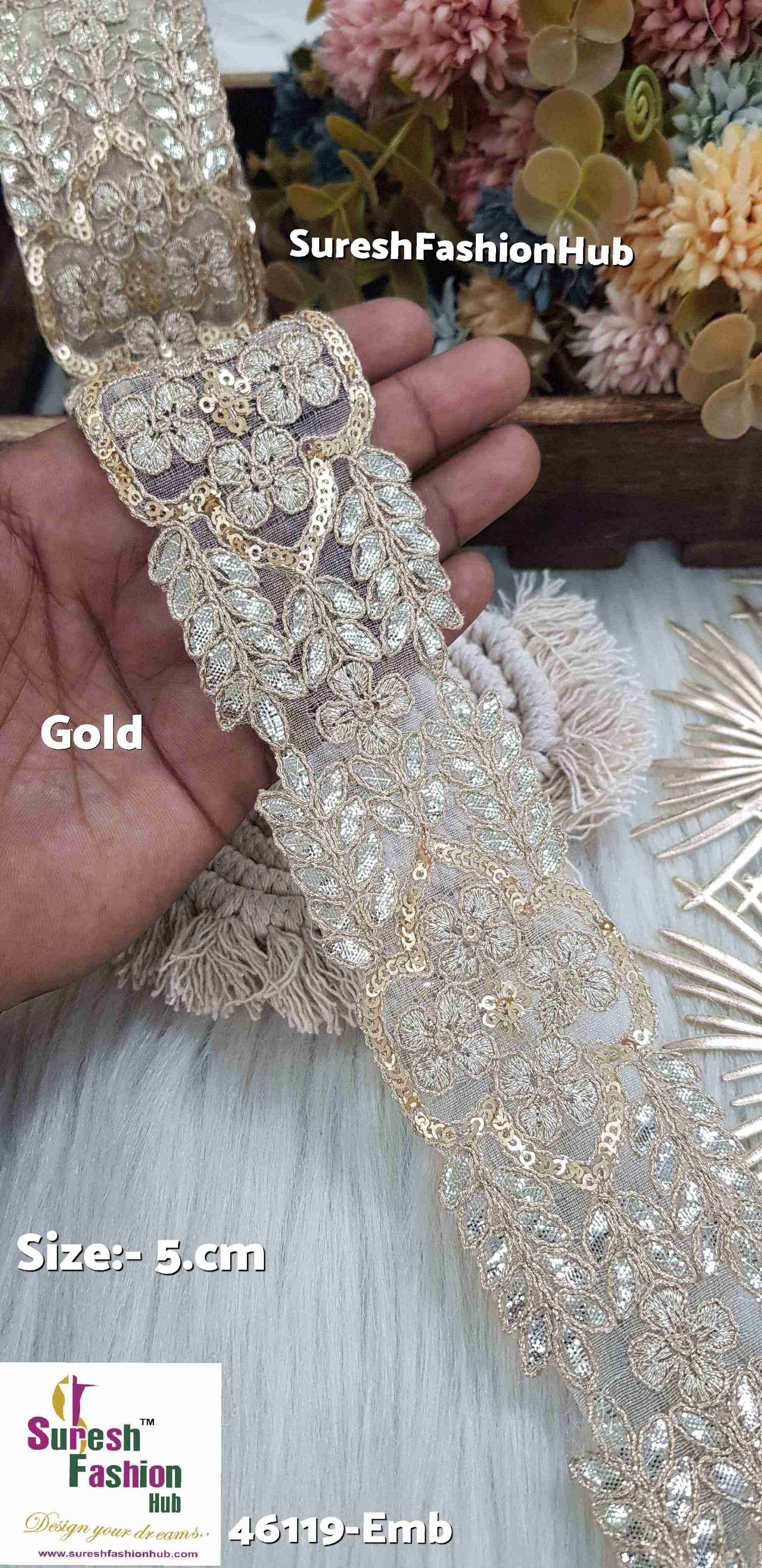 Pearl Color Laser Gota Work Organza Lace Roll