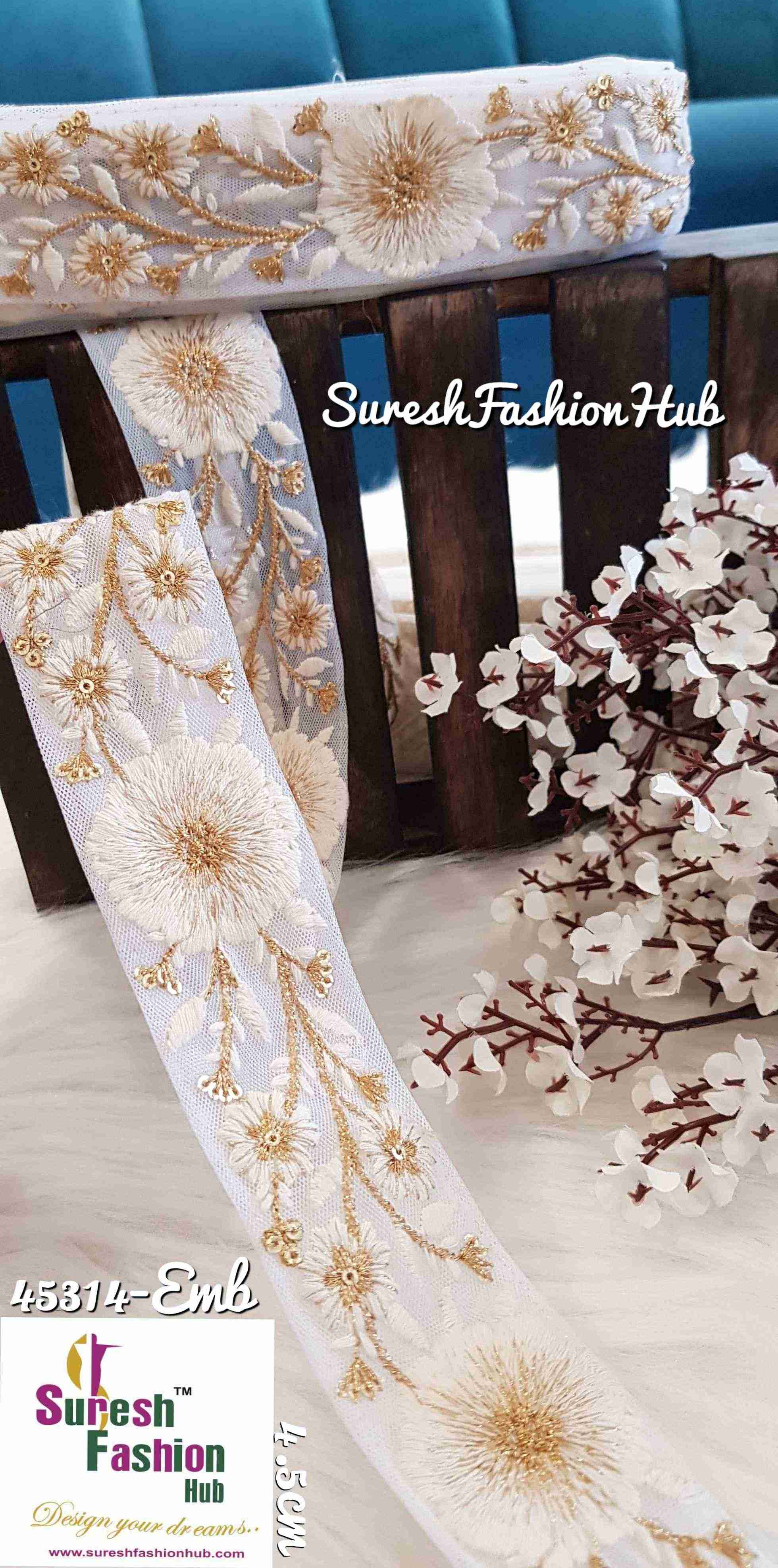 Sparkle Bloom Embroidered Designs Trim