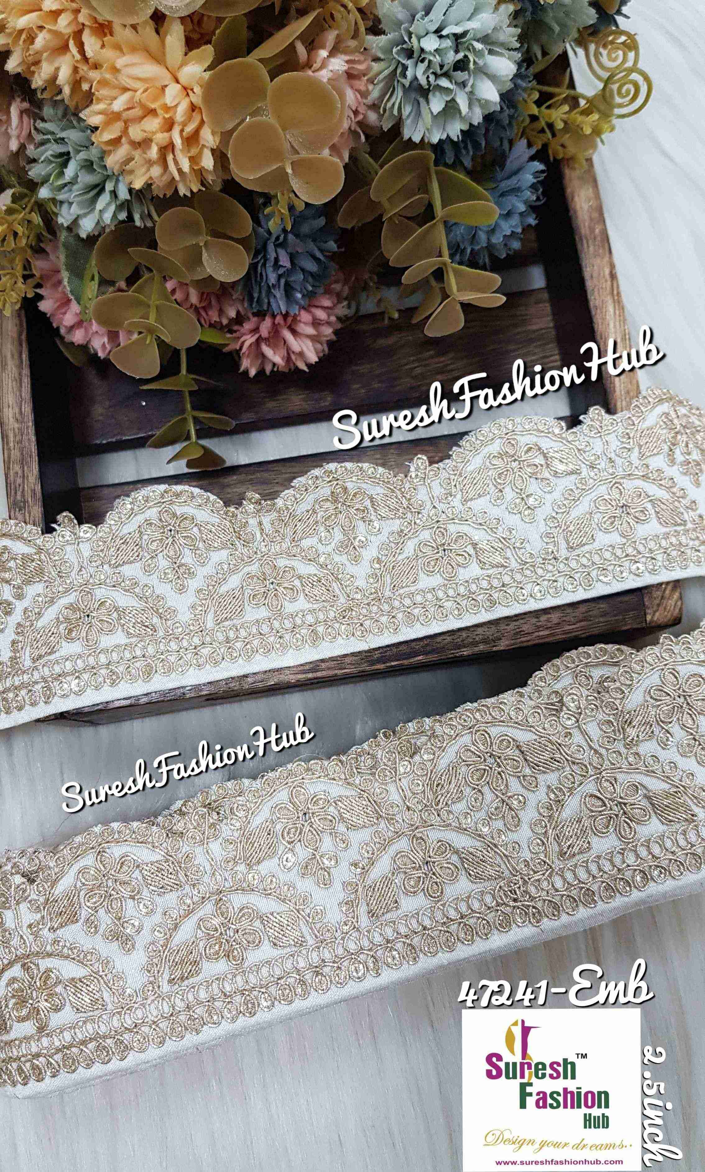 Offwhite Pearl Dori Scalloped Cutwork Lace