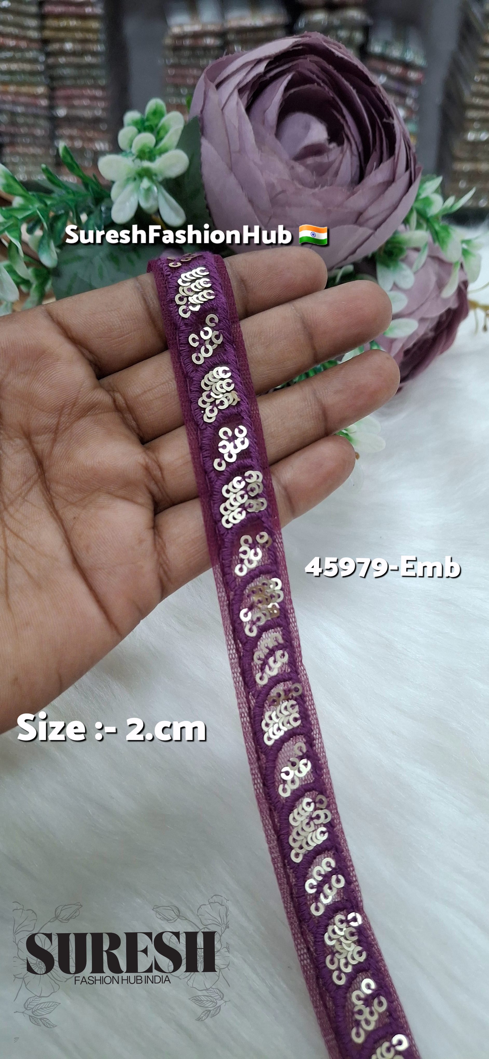 Magenta Tone-on-Tone Net Embroidery Lace