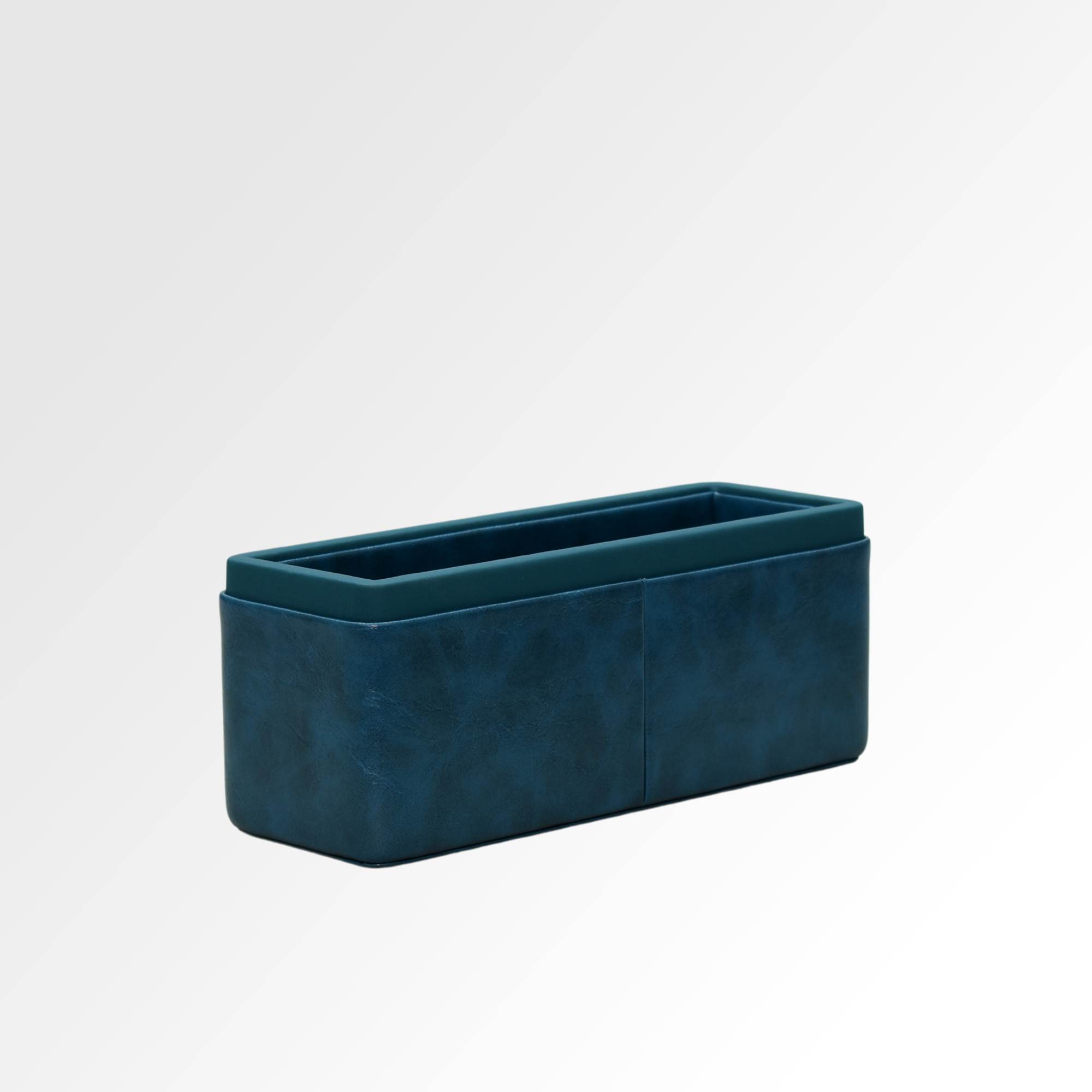 Pen/Pencil Holder | Faux Leather | Rectangular Large | Moderno | Blue