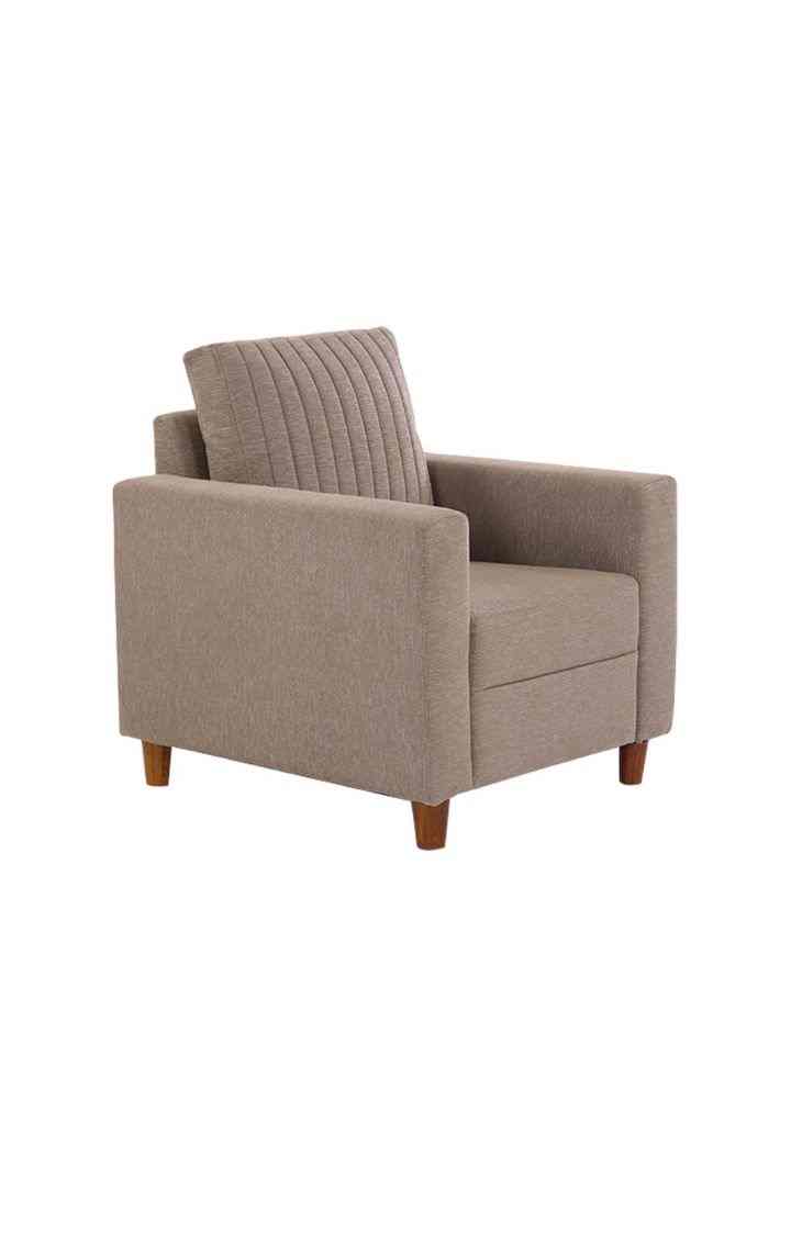 neudot Roman Sofa for Living Room |1 Person Sofa|Premium Fabric with Cushioned Armrest | Solid Wood Frame|1 Seater in Desert Brown Color