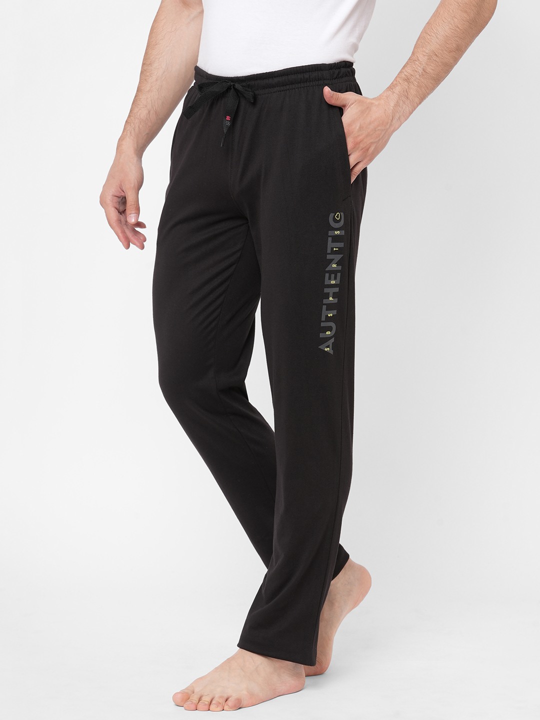 Sweet Dreams Men Black Cotton Poly Solid Lounge Pants