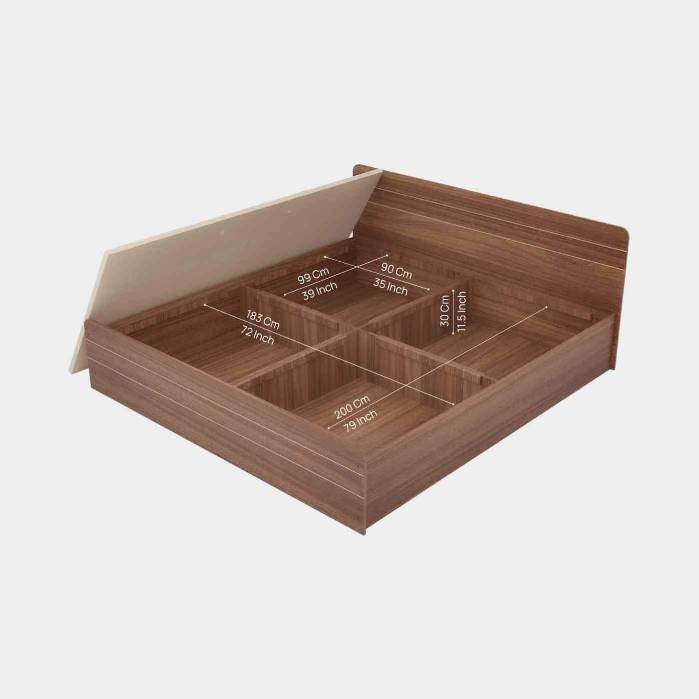 Valancia King Size Box Bed - Leon Teak Finish