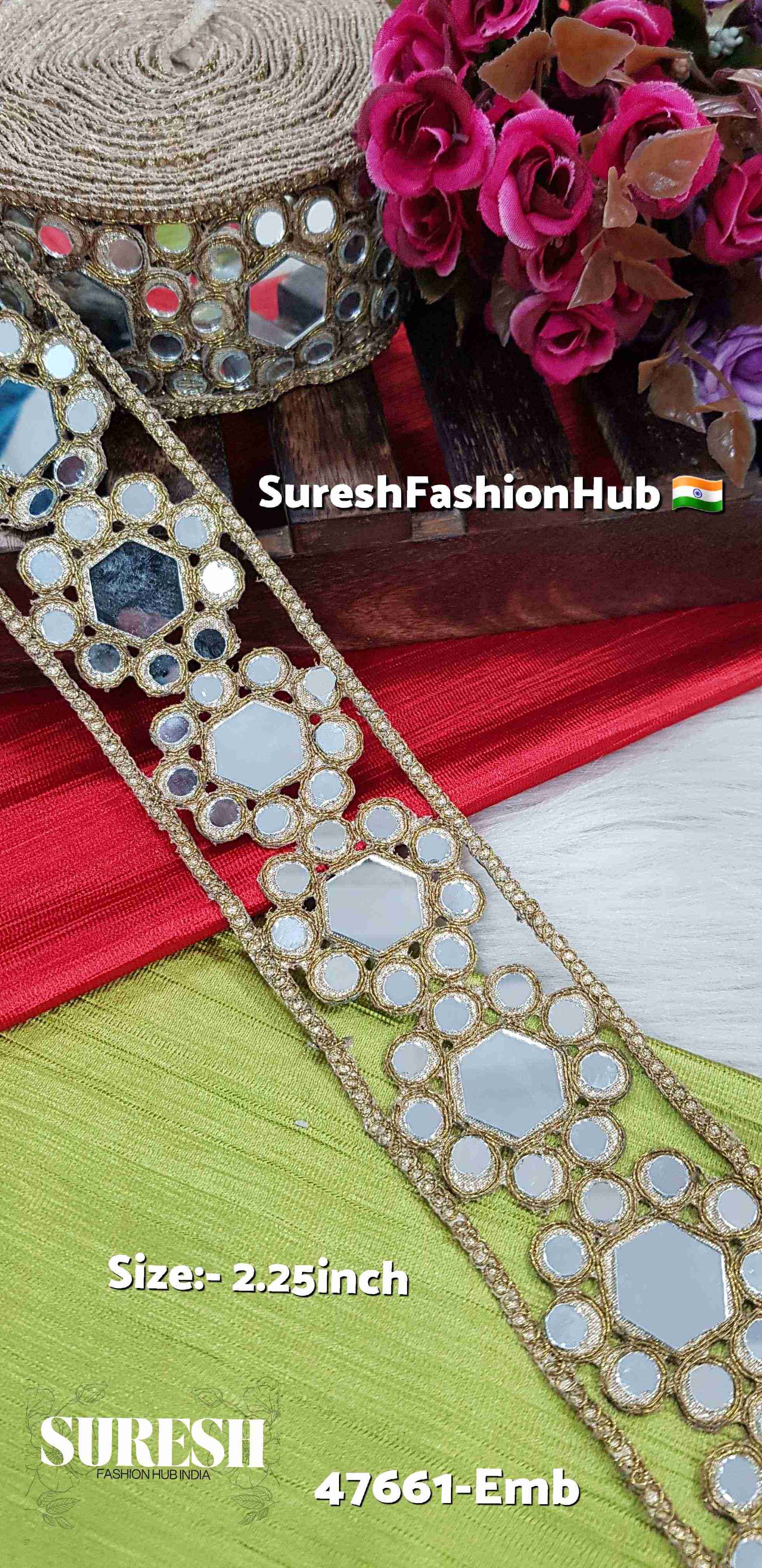 Matte HexaGlow Mirror Lace Border – 47661-Emb