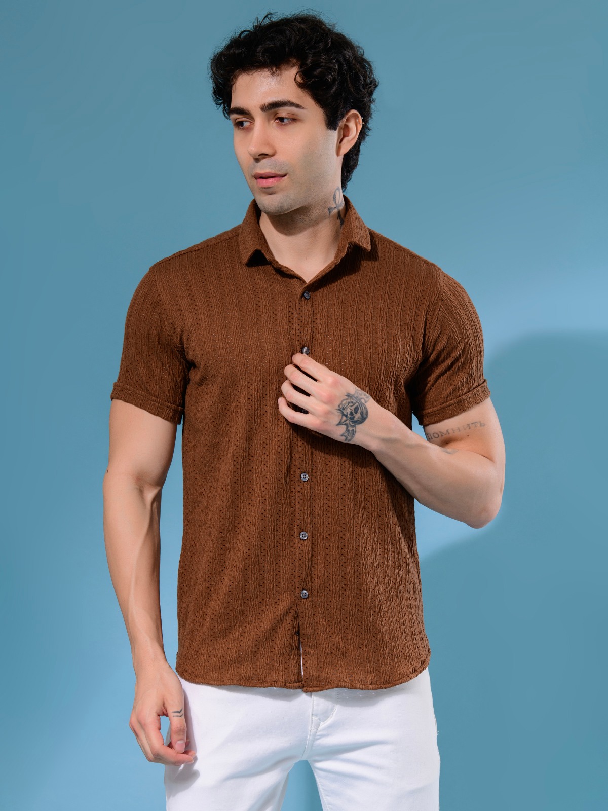 ALBION MENS OLDGARAGE 3 (BROWN) SHIRT