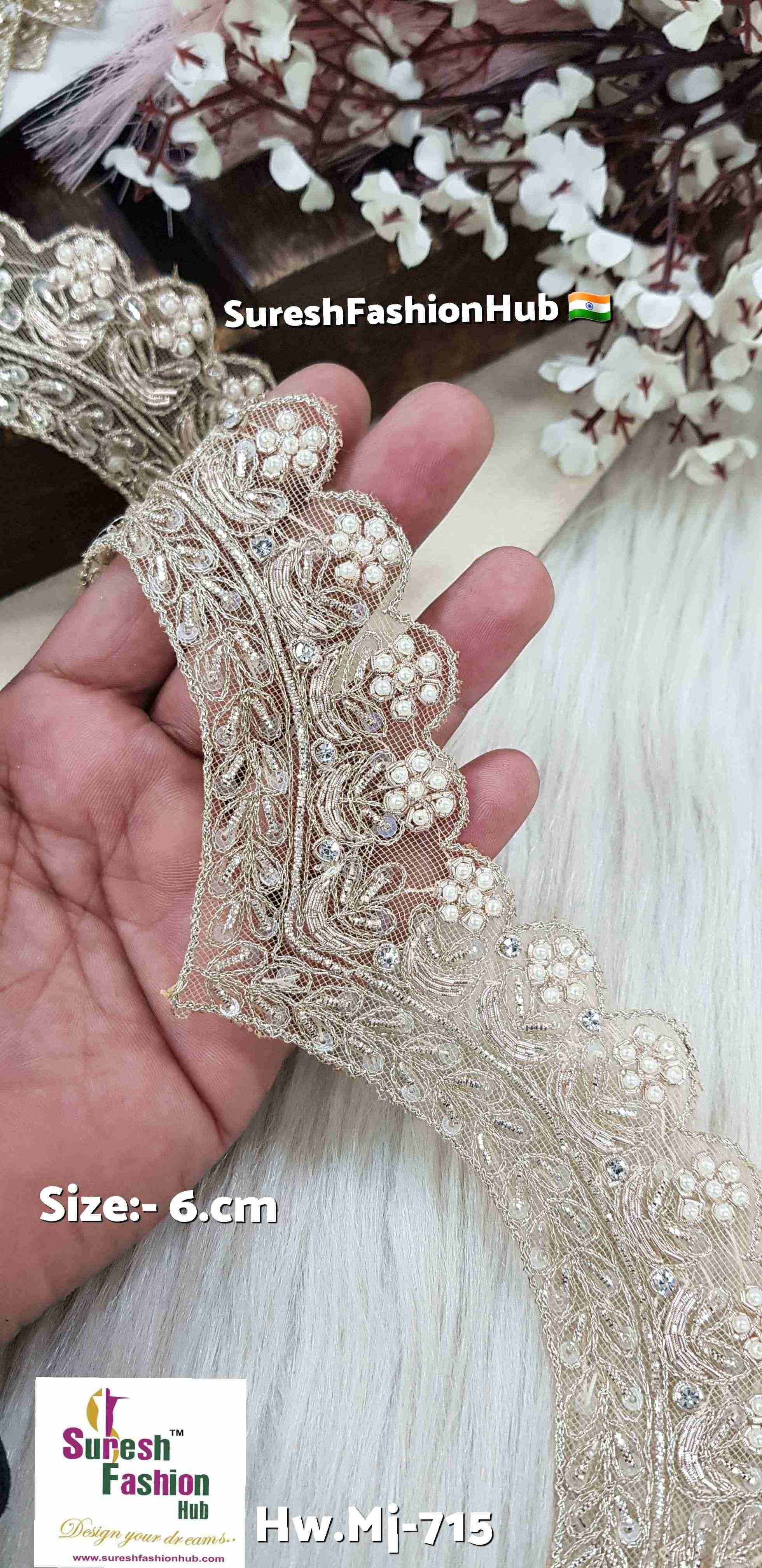 Water Glow Dual Scalloped Zardosi Lace