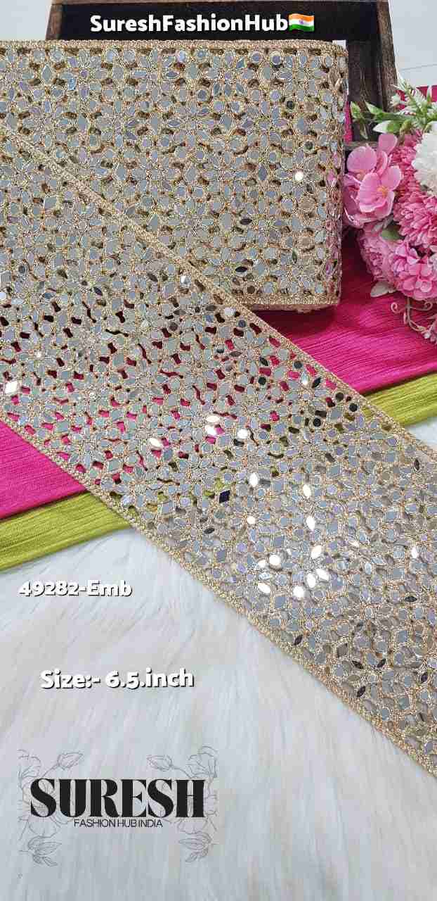 Glitter Floral Mirror Cutwork Lace-49282-Emb